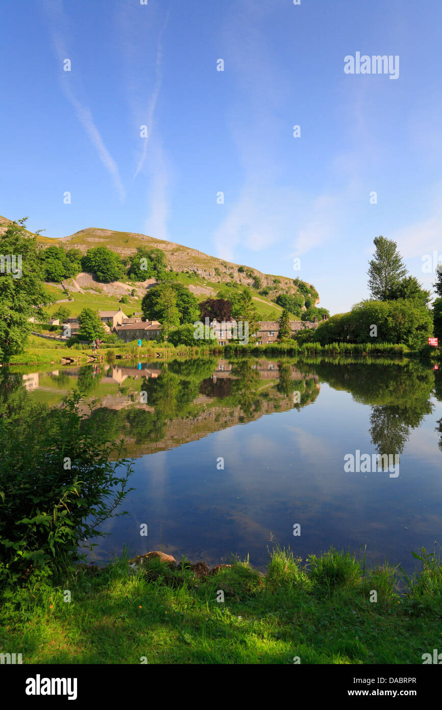 Kilnsey Crag and Kilnsey Park Trout Lake, Kilnsey, Wharfedale, North