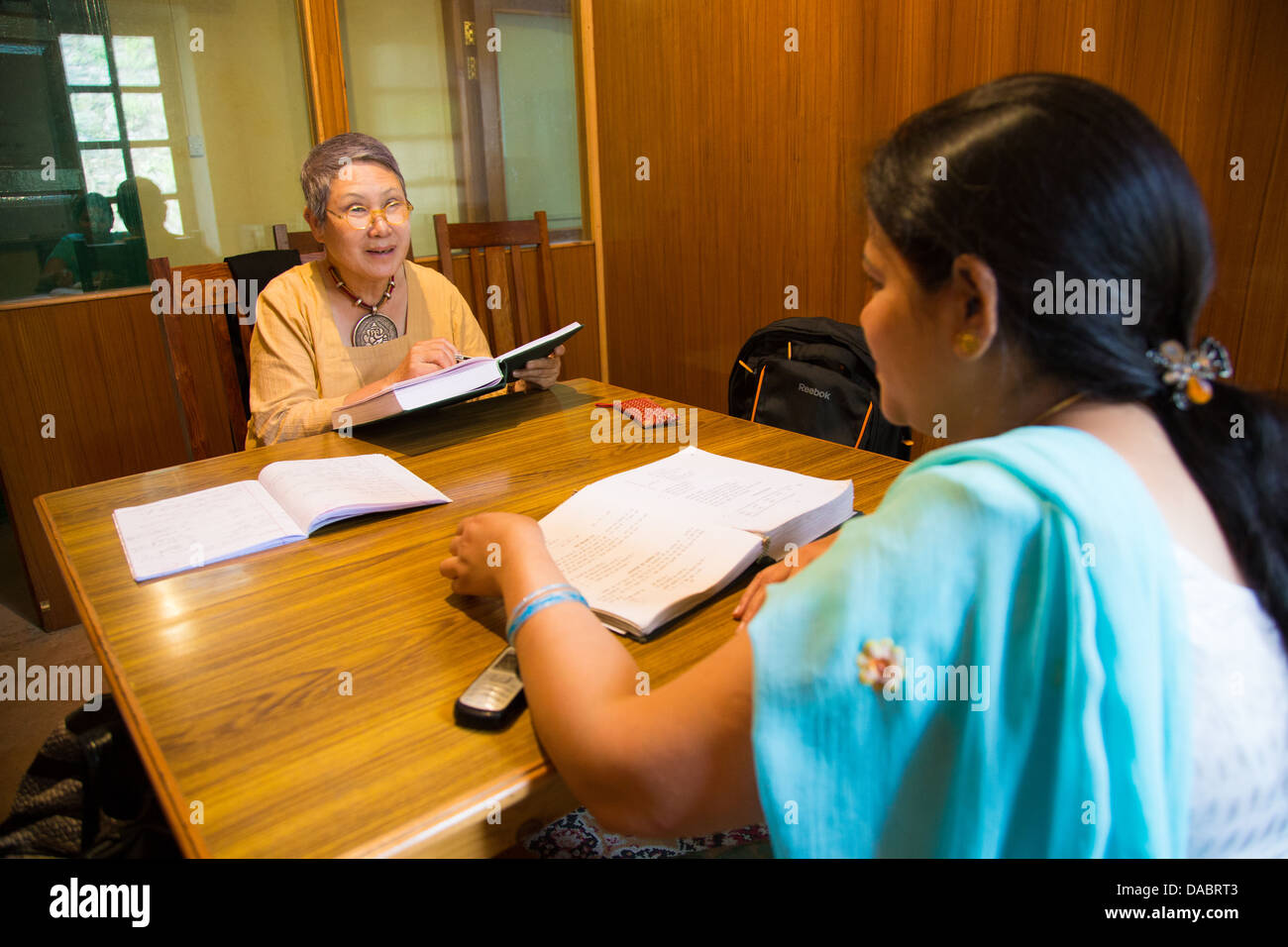 Korean student at the Landour Language School, Landour, Mussoorie, India Stock Photo