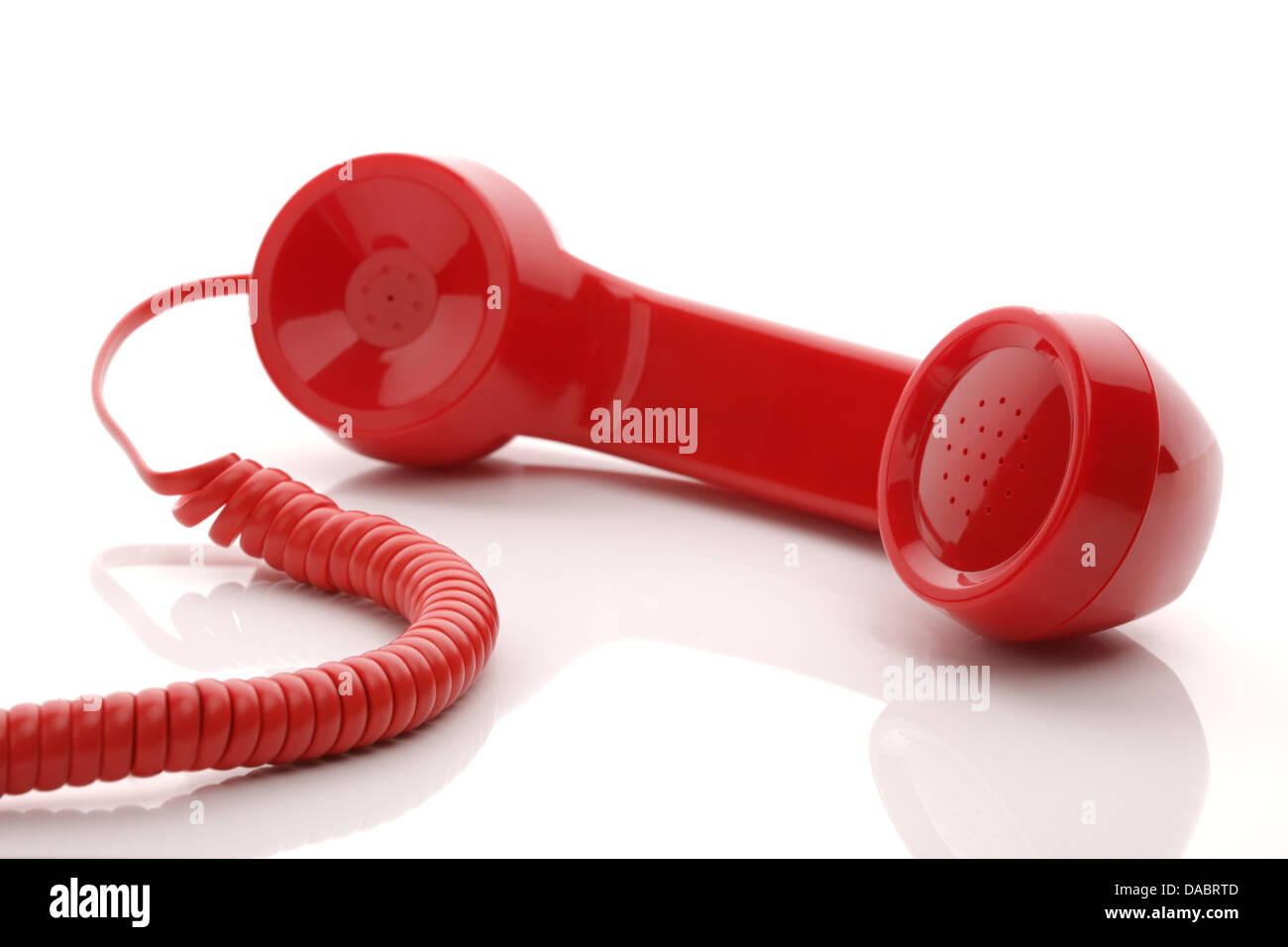 Red telephone receiver Stock Photo