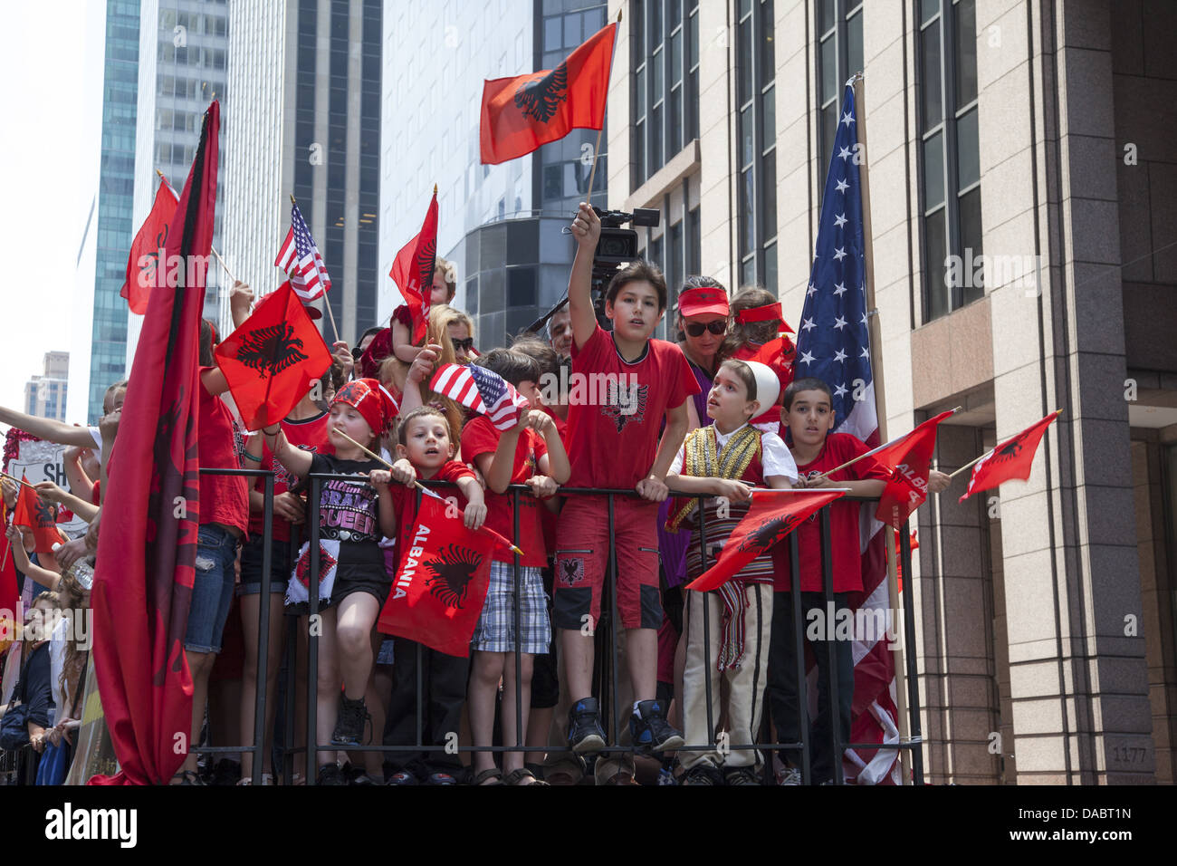 Albanian Americans show their national & ethnic pride marching in the