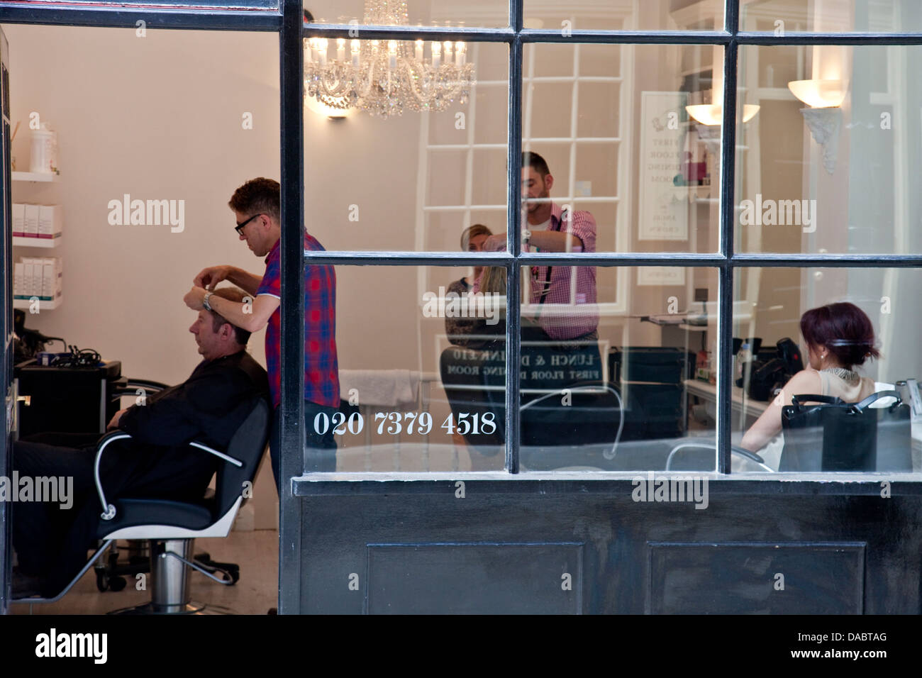 Hairdressers Shop, Covent Garden, London, England Stock Photo