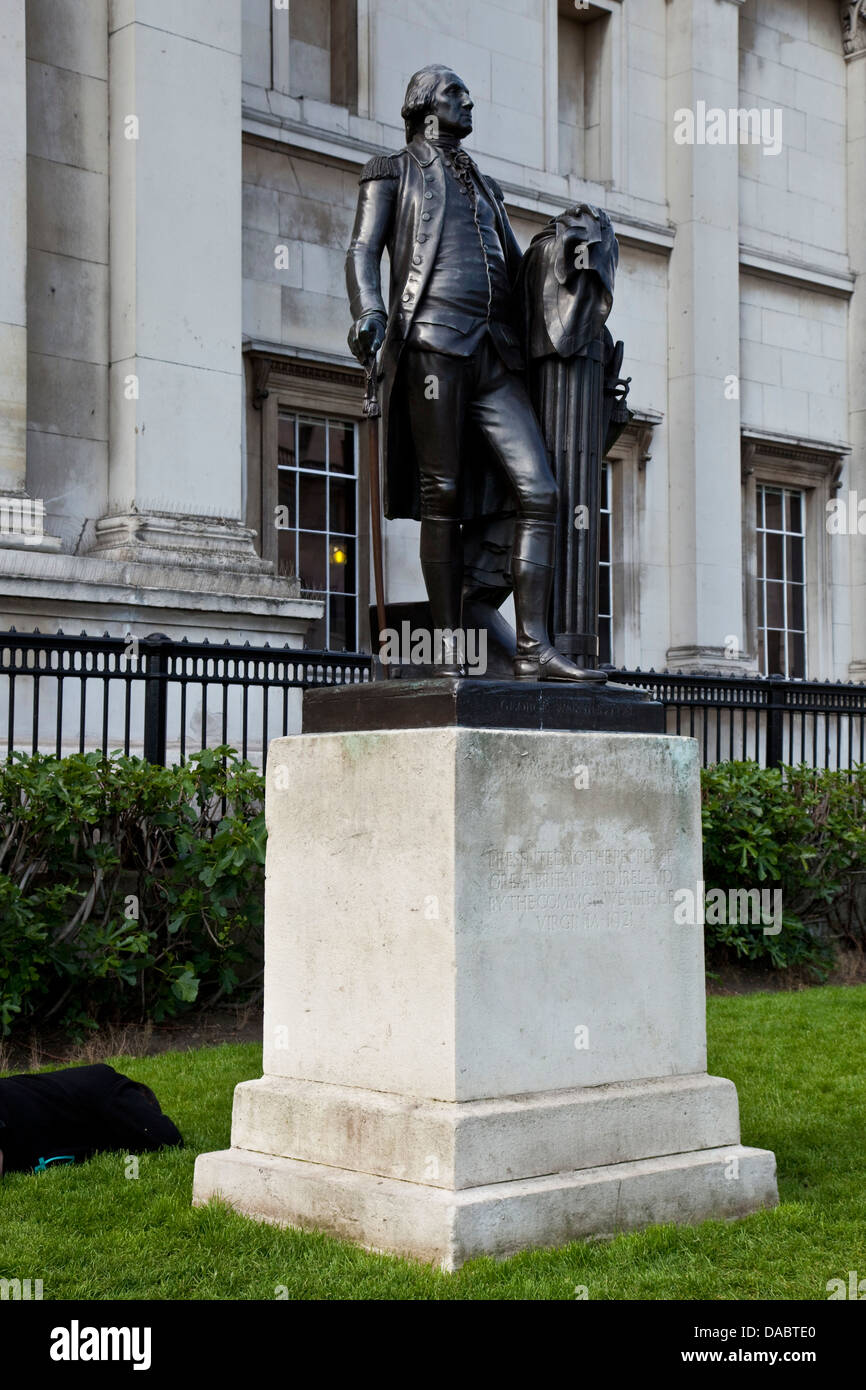 Washington Statue, Trafalgar Square, London, England Stock Photo