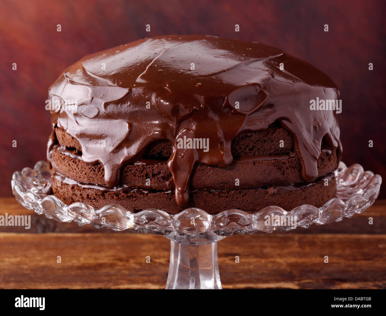 Chocolate frosted layer cake made with stevia Stock Photo Alamy