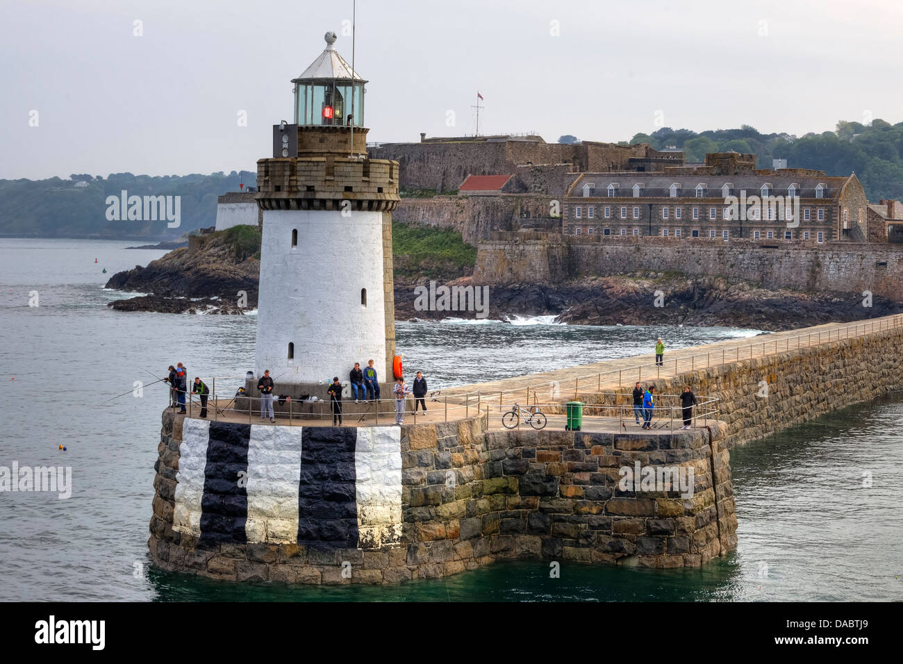 Castle Cornet, lighthouse, St Peter Port, Guernsey, United Kingdom Stock Photo