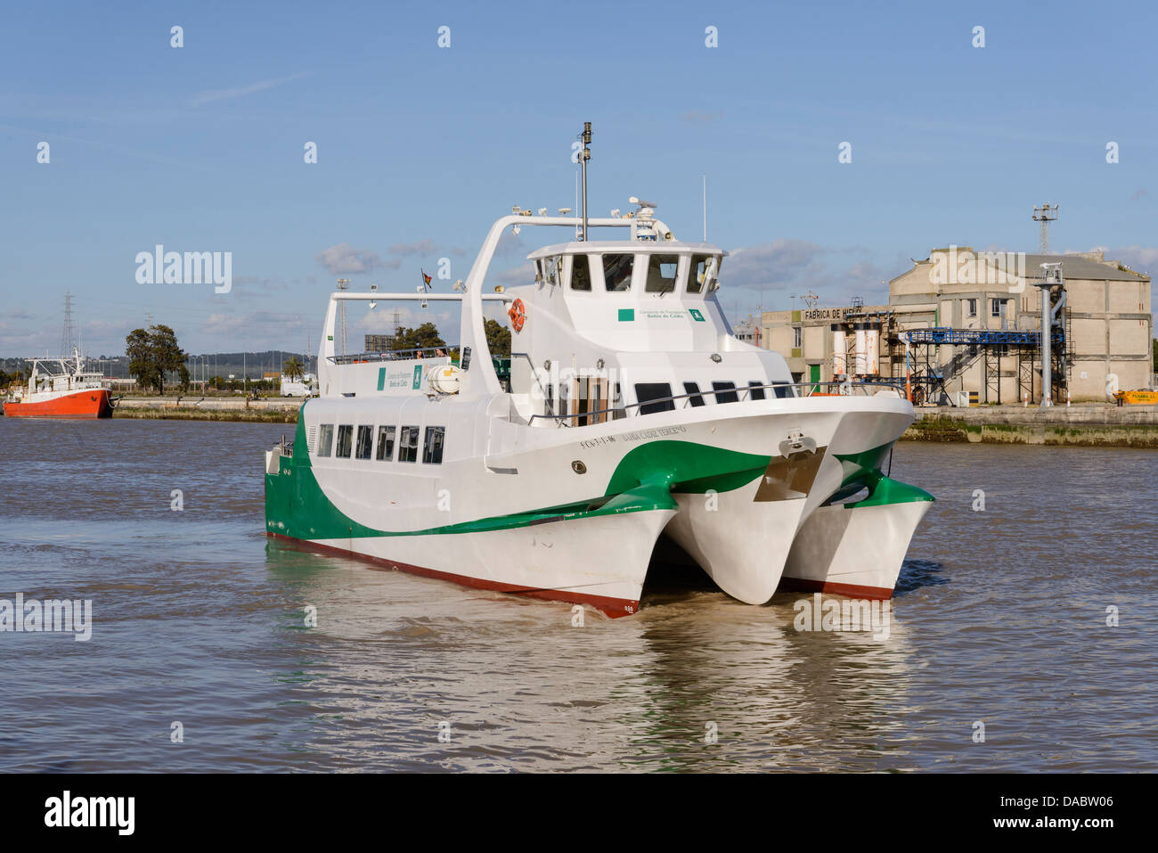 Bahia de Cadiz ferry boat leaving El Puerto de Santa Maria for Cadiz  Andalusia Spain Stock Photo - Alamy
