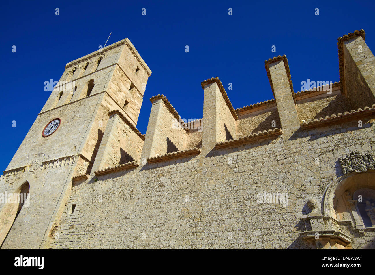 Cathedral, Dalt Vila, Ibiza Old Town, Ibiza, Balearic Islands, Spain, Europe Stock Photo