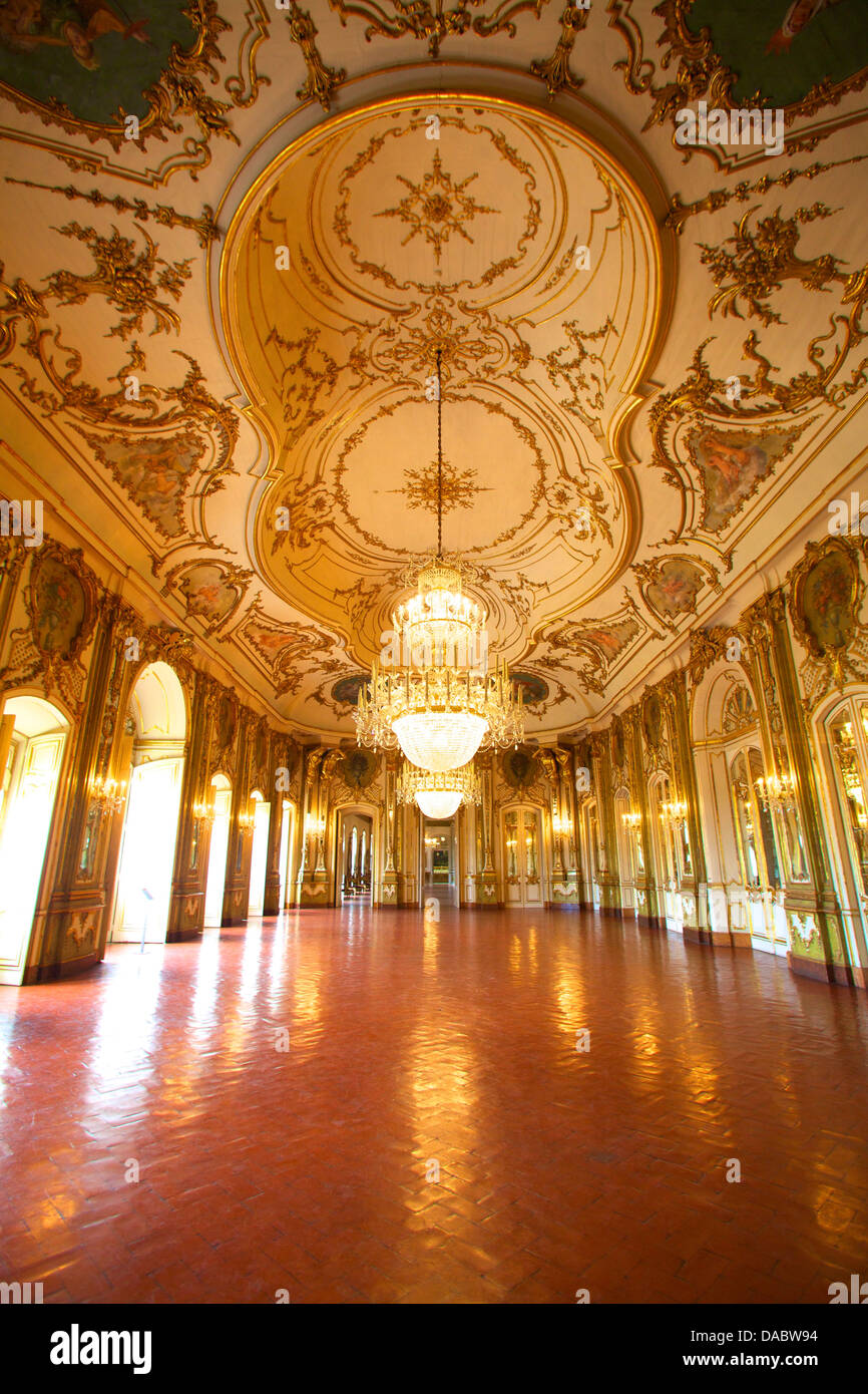 Ballroom, Palacio de Queluz, Lisbon, Portugal, Iberian Peninsula, South West Europe Stock Photo