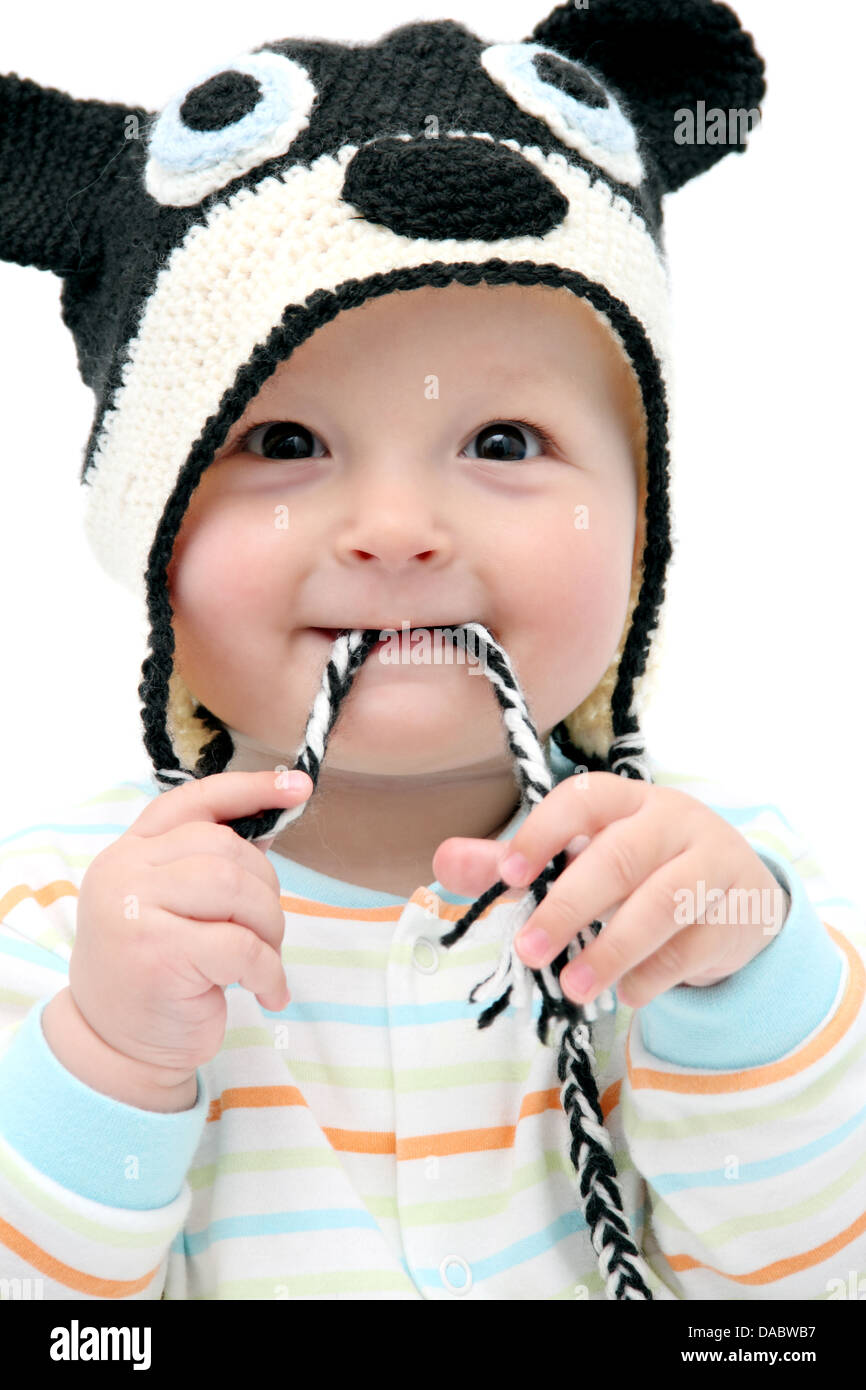 beautiful laughing happy baby boy looking at the camera Stock Photo
