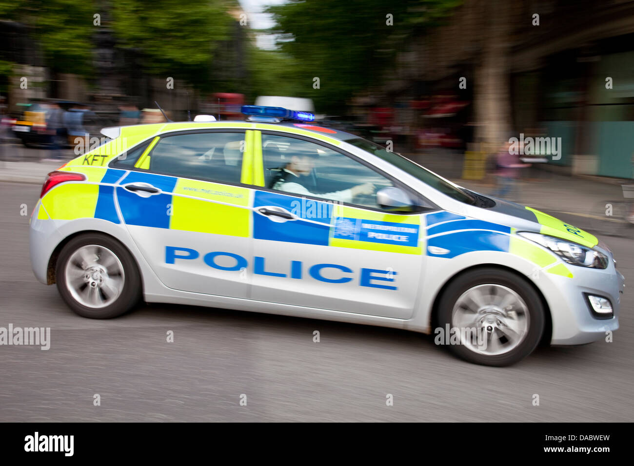 Police Car, Charing Cross Road, London, England Stock Photo