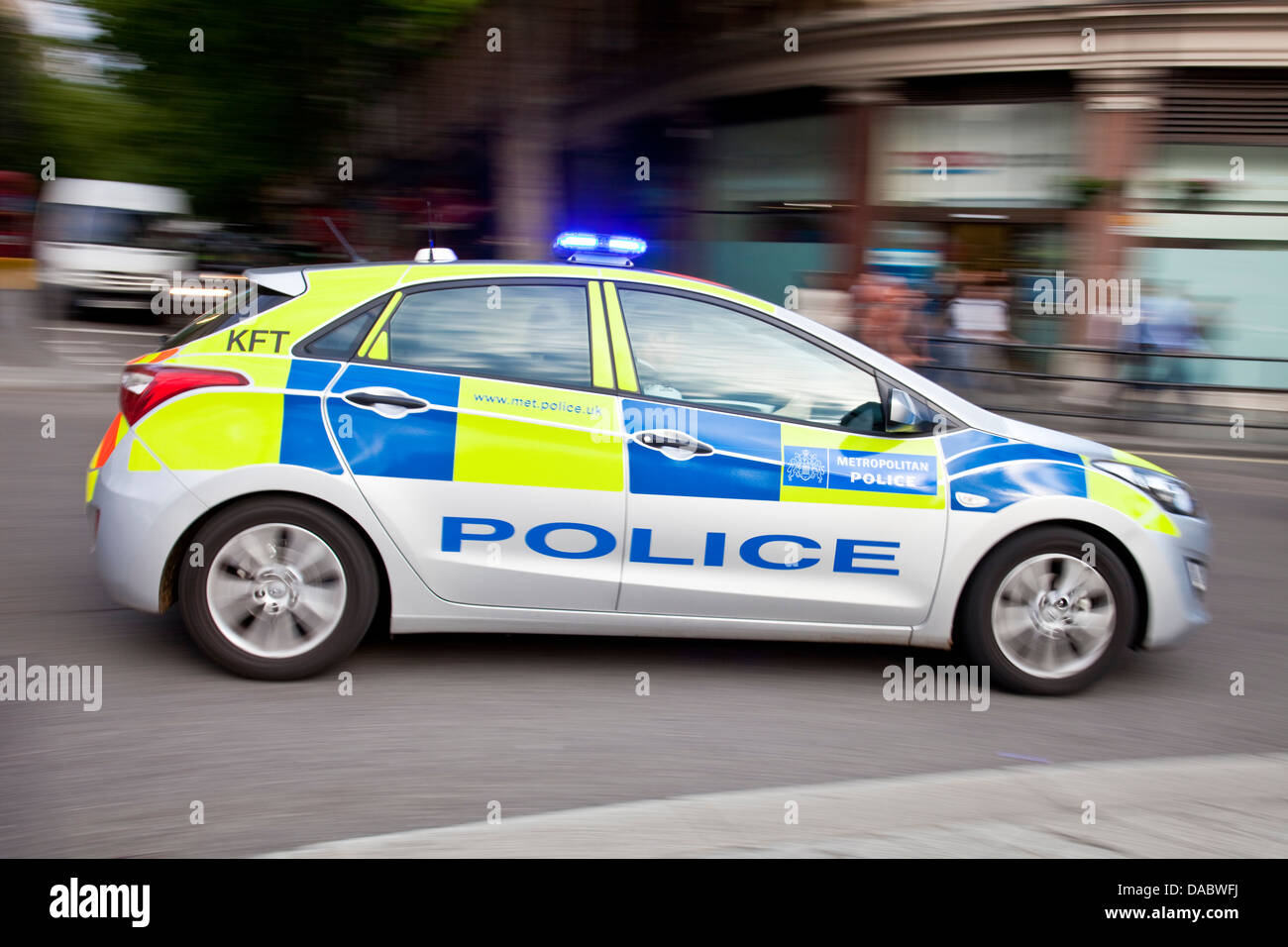 Police Car, Charing Cross Road, London, England Stock Photo