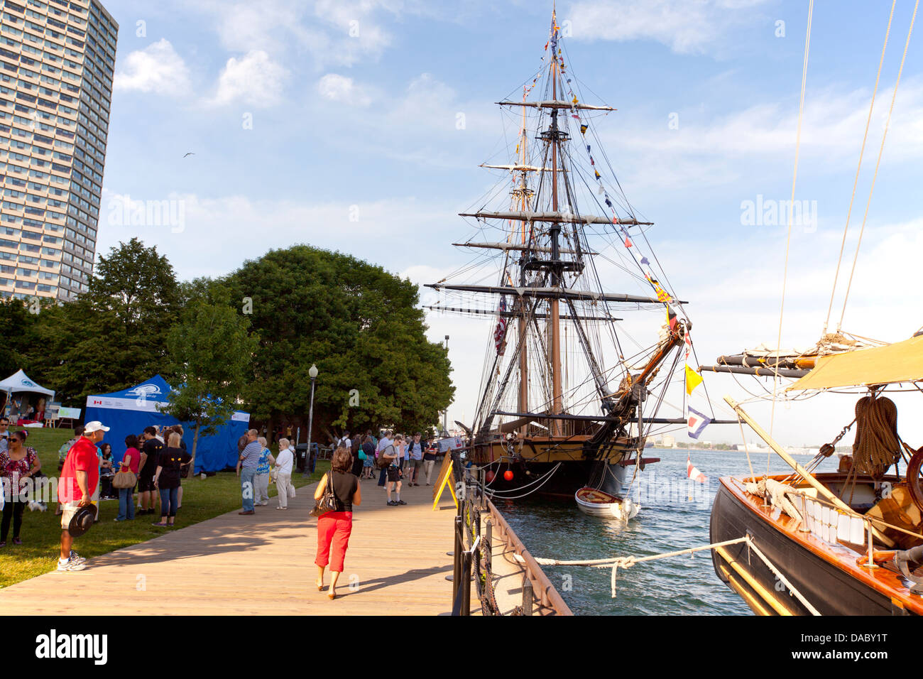 many tourists are drawn to the tall ships exhibition Stock Photo
