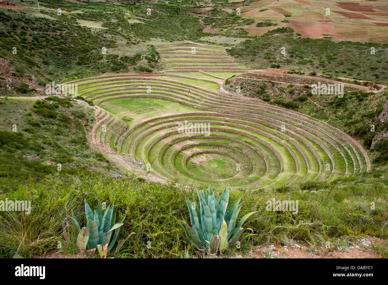 Moray Incan agricultural laboratory ruins near Maras, Sacred Valley, Peru, South America Stock Photo