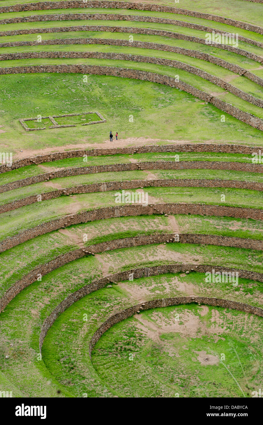 Moray Incan agricultural laboratory ruins near Maras, Sacred Valley, Peru, South America Stock Photo