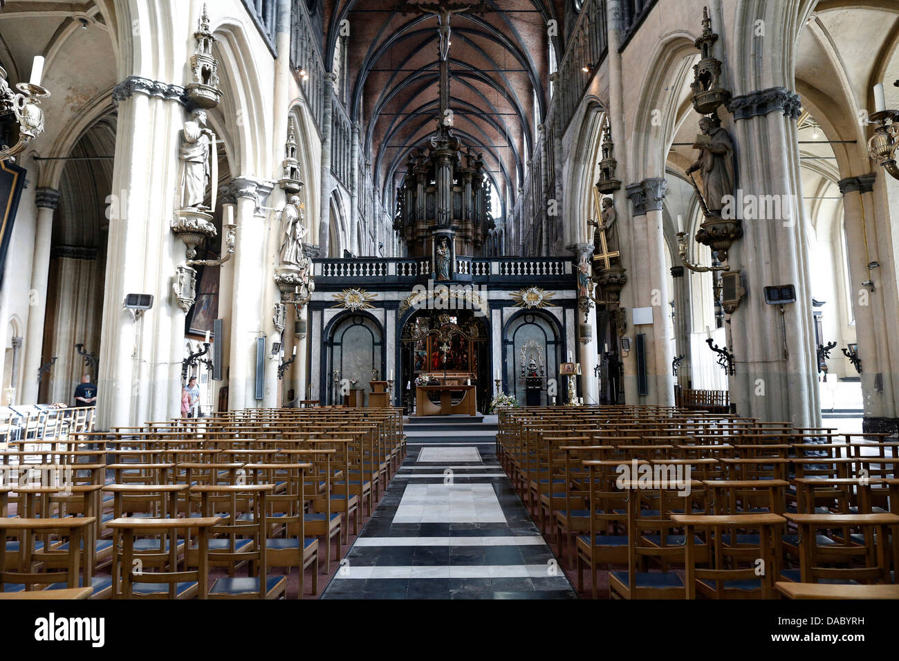 Central nave, Church of Our Lady, Bruges, West Flanders, Belgium, Europe Stock Photo