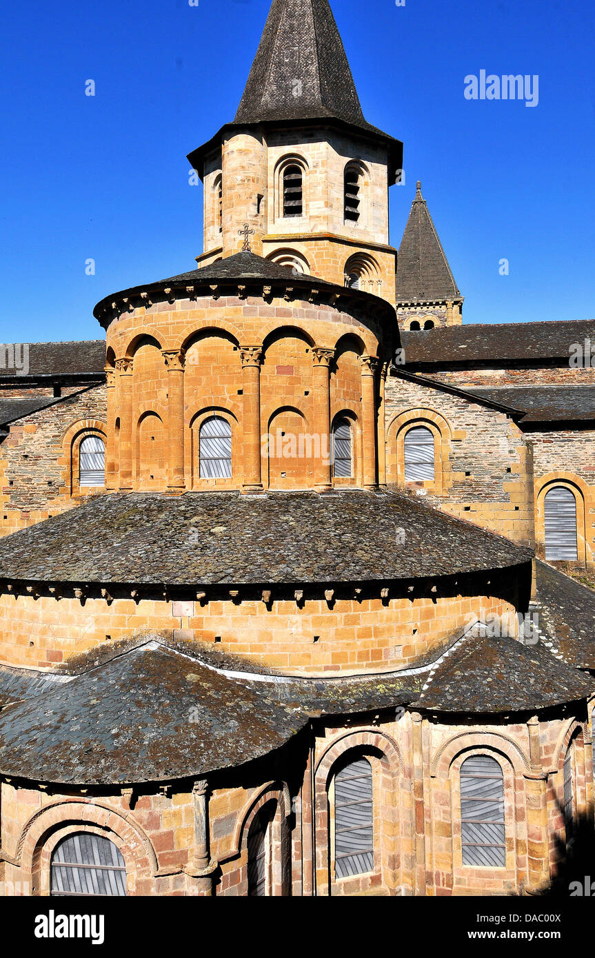 Sainte-Foy de Conques abbey church, Conques, Aveyron, Midi-Pyrenees, France, Europe Stock Photo