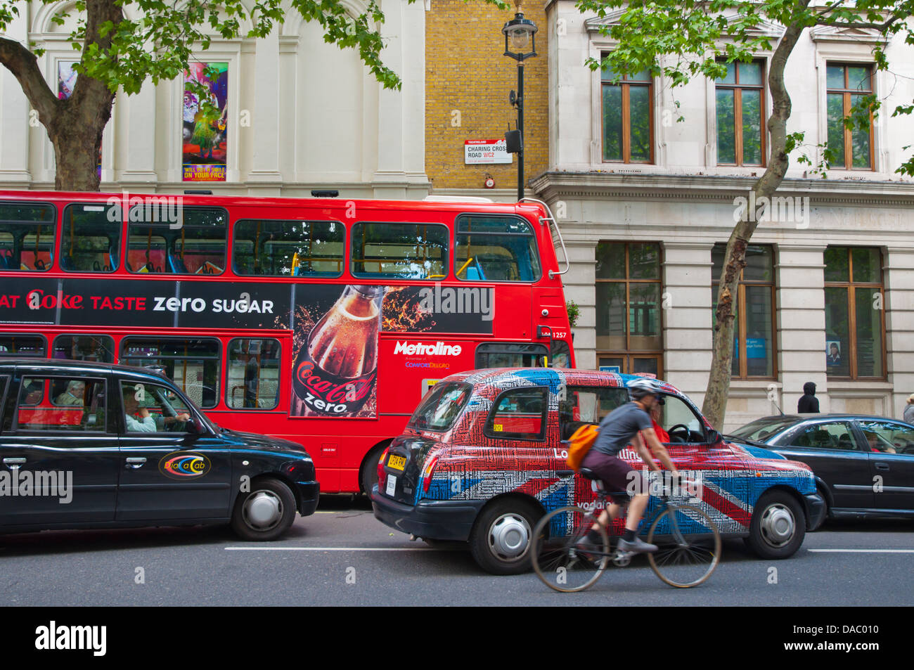 Traffic in Charing Cross Road central London England Britain UK Europe Stock Photo