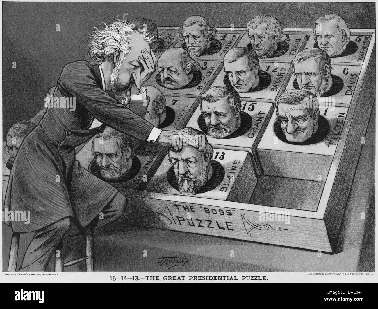 ROSCO CONKLING (1829-1888) US Republican politician. 1880 cartoon showing him deciding between various presidential candidates. Stock Photo