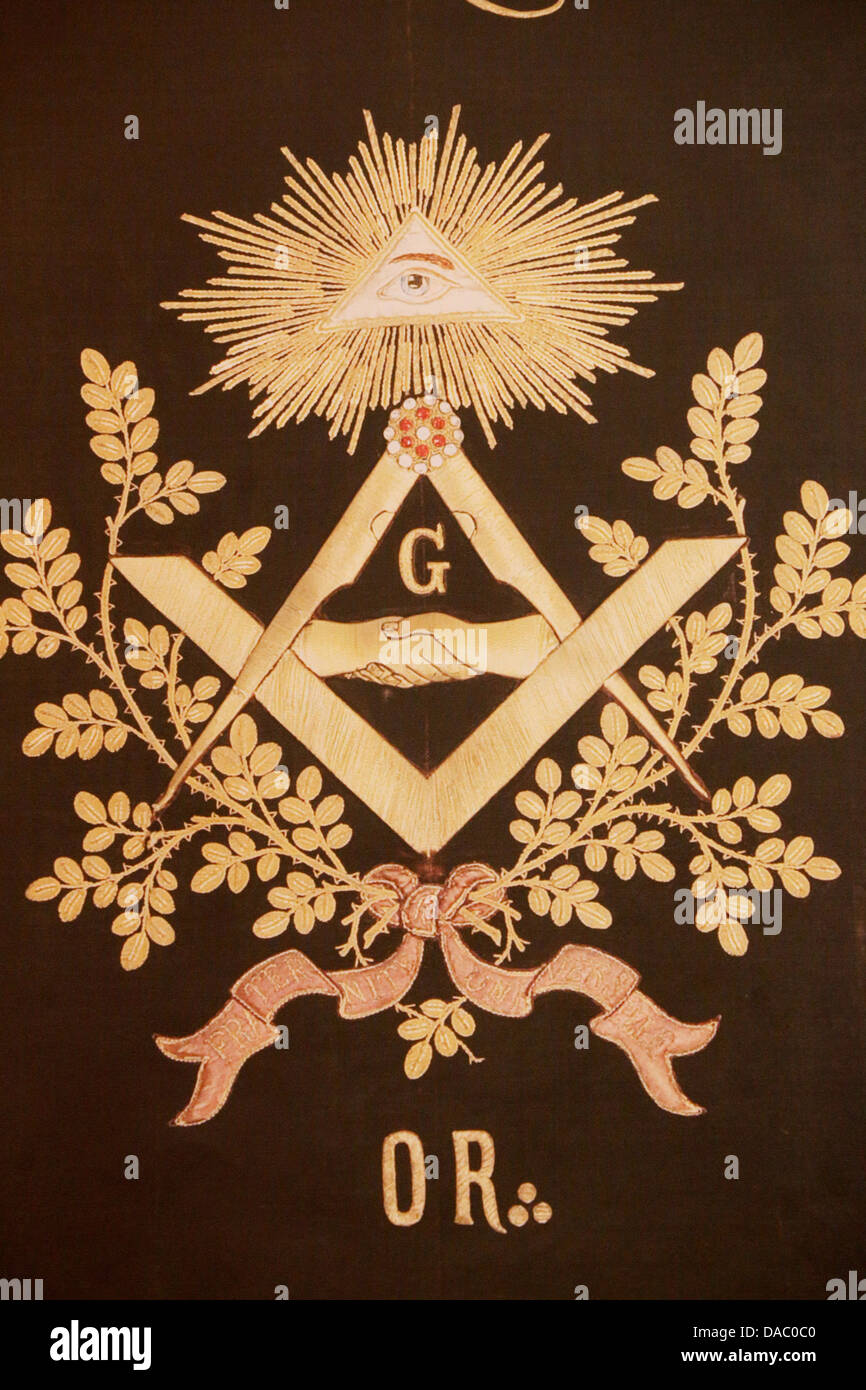 Masonic banner, Grande Loge de France, Paris, France, Europe Stock