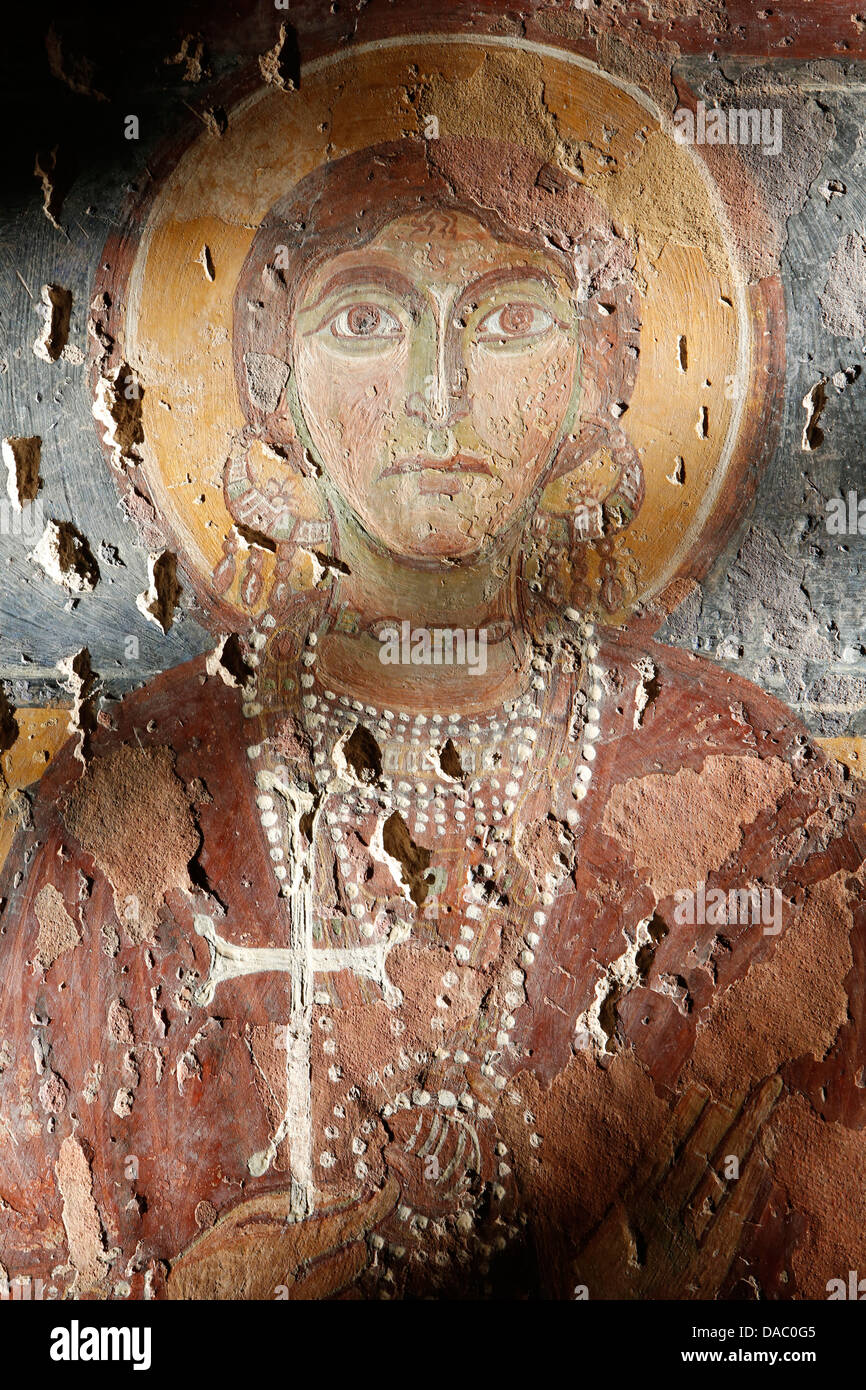 Byzantine fresco of Santa Sophia in Santa Maria della Croce church, Casarano, Lecce, Apulia, Italy, Europe Stock Photo