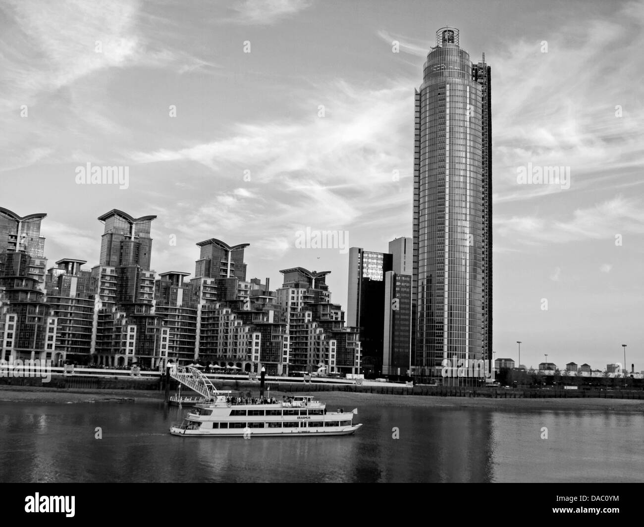 View of the Vauxhall Tower (St George Wharf Tower) showing St. George's Wharf development on the south bank of the River Thames Stock Photo