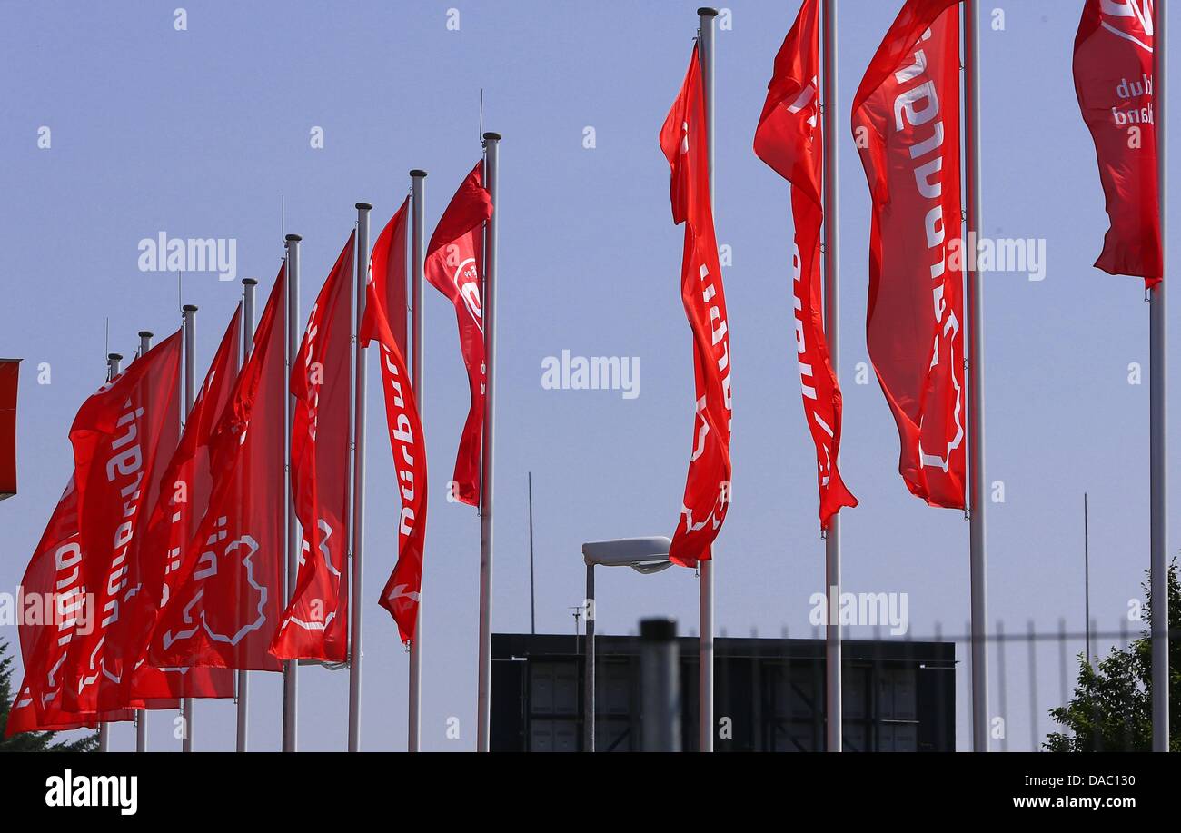 The flags of the Nürburgring seen at the Nuerburgring circuit in ...