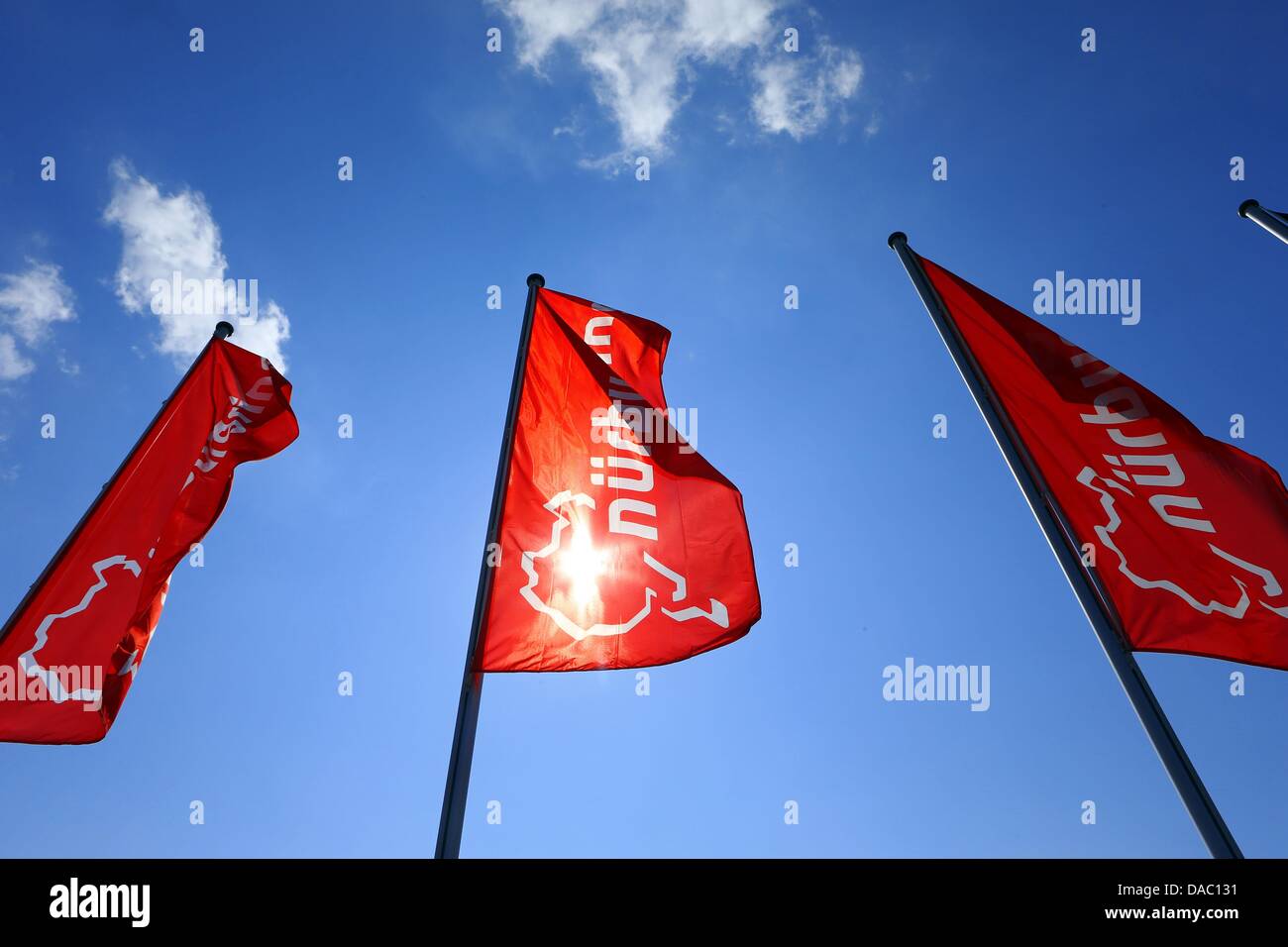The flags of the Nürburgring seen at the Nuerburgring circuit in ...
