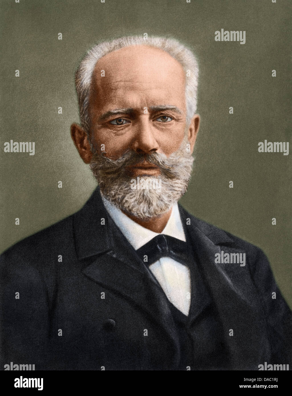 Russian composer Pyotr Ilich Tchaikovsky. Digitally colored photogravure Stock Photo