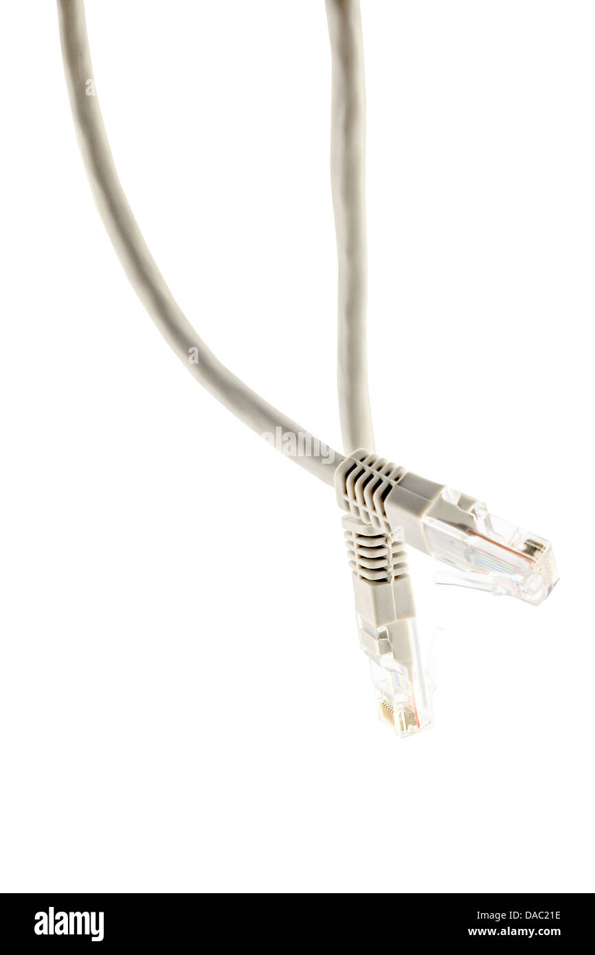 Rj45 connector on white background Stock Photo