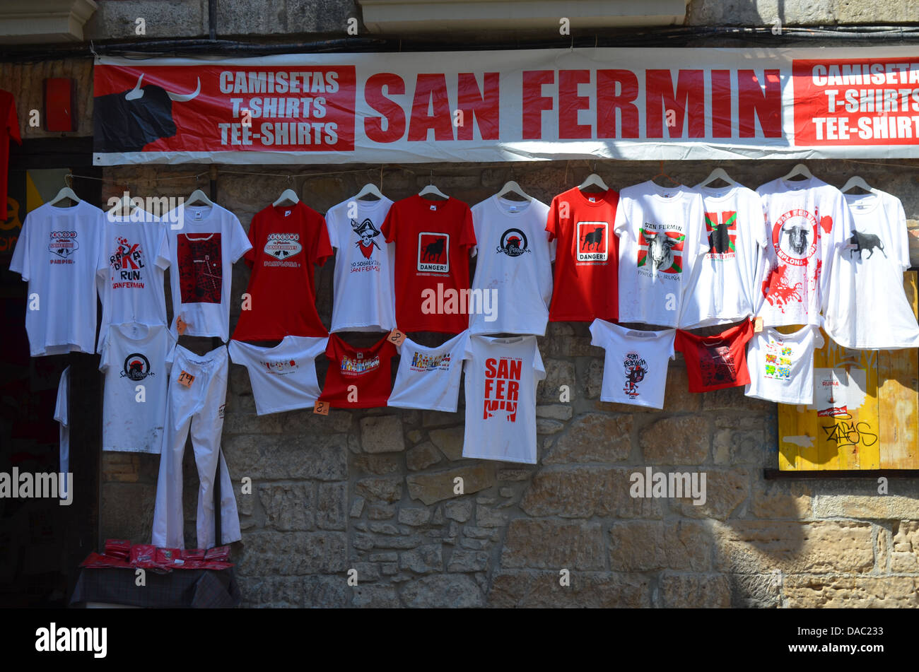 San Fermin festival merchandise and costumes for sale in Pamplona, Spain  Stock Photo - Alamy