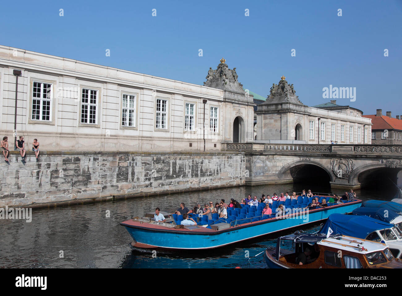 sightseeing tour boat on the canals of Copenhagen Stock Photo