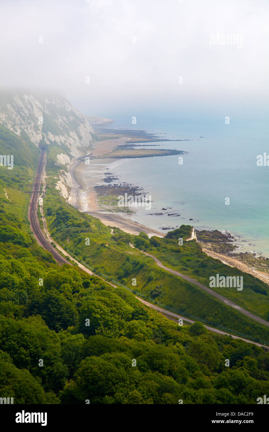 View of Dover Cliffs from Eastern Elevated view at Capel el Ferne in Folkestone Kent - UK Stock Photo