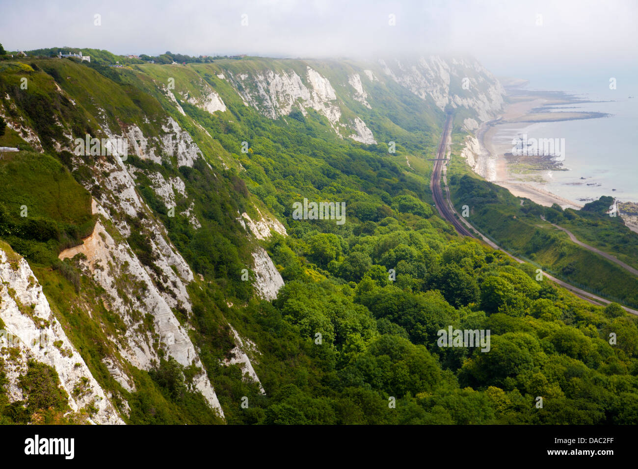 View of Dover Cliffs from Eastern Elevated view at Capel el Ferne in Folkestone Kent - UK Stock Photo