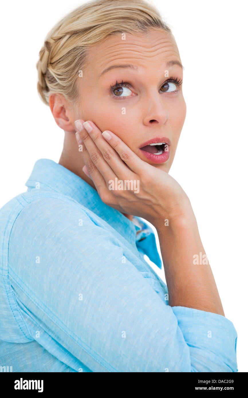 Surprised blonde 30s woman hi-res stock photography and images - Alamy