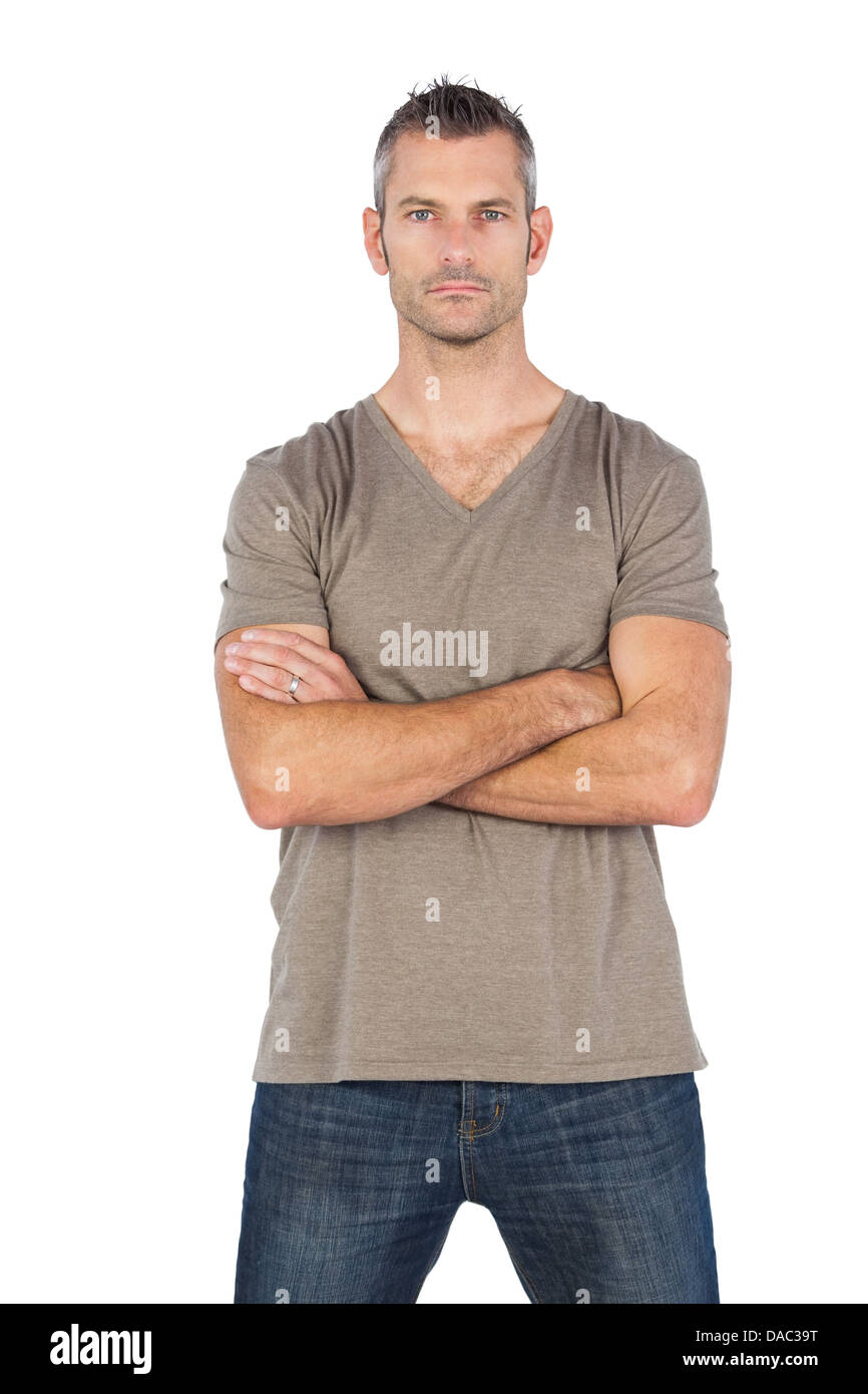 Serious man with arms crossed Stock Photo - Alamy