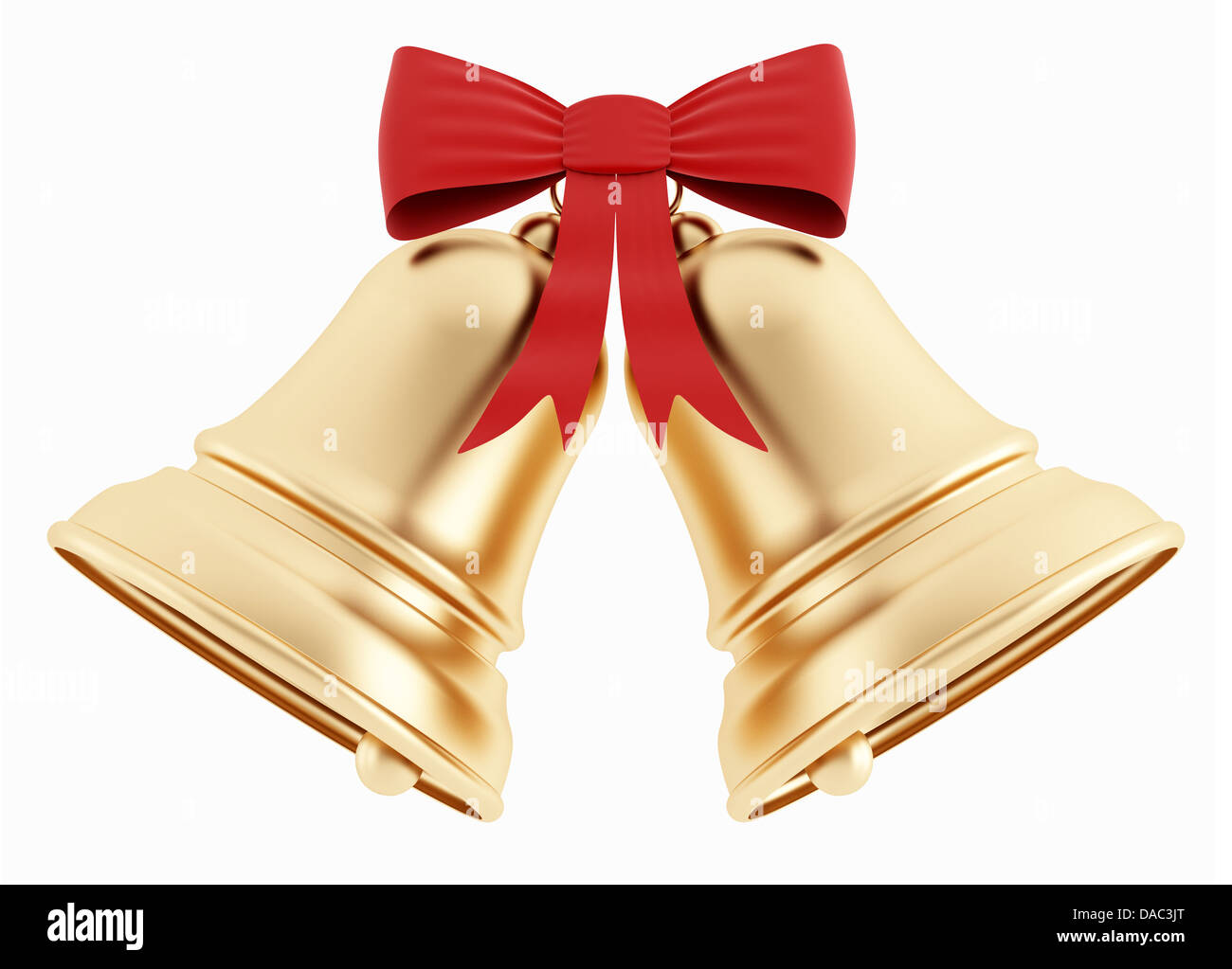 Golden Christmas bells isolated on white - rendering Stock Photo - Alamy