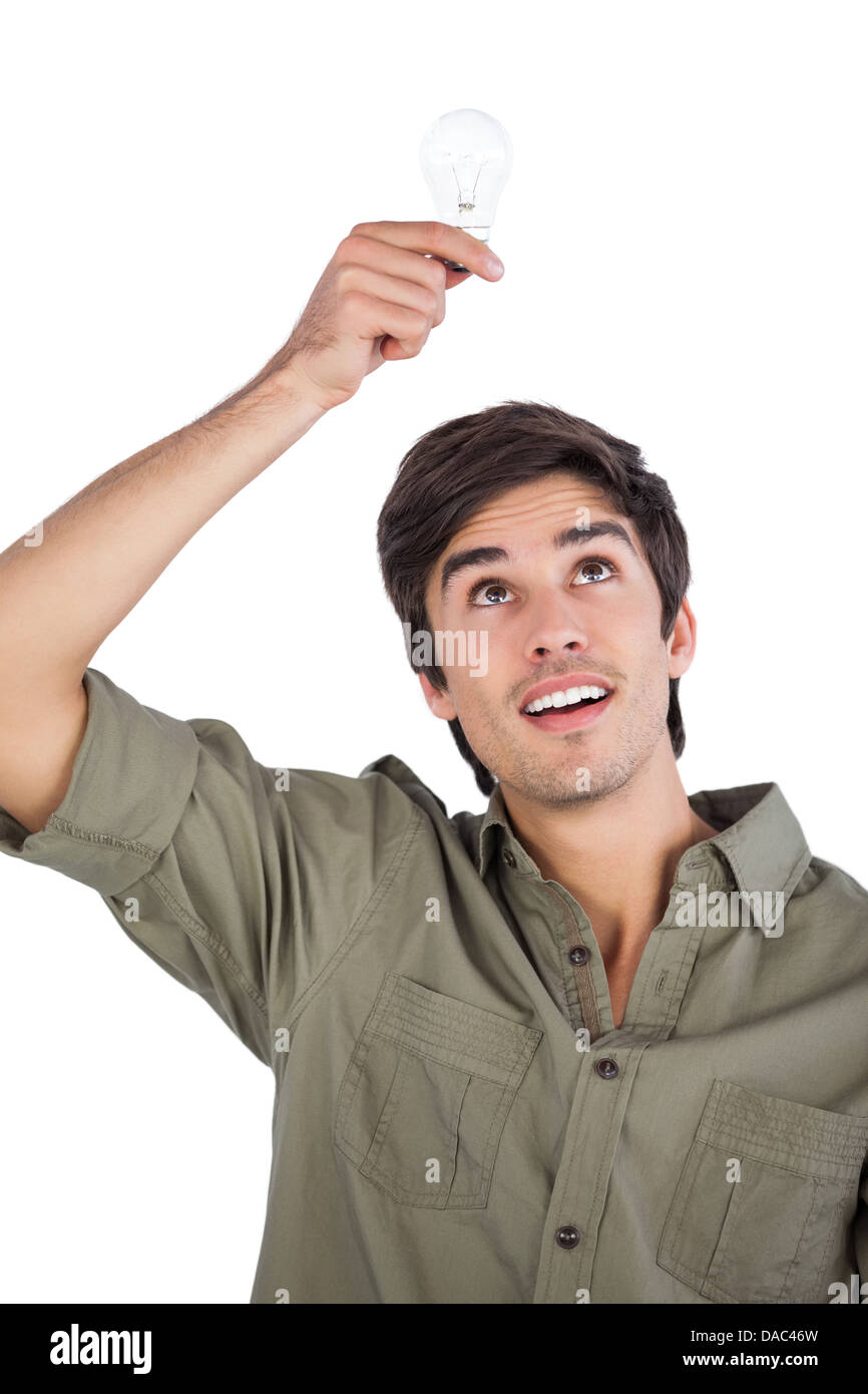 Man holding light bulb hires stock photography and images Alamy