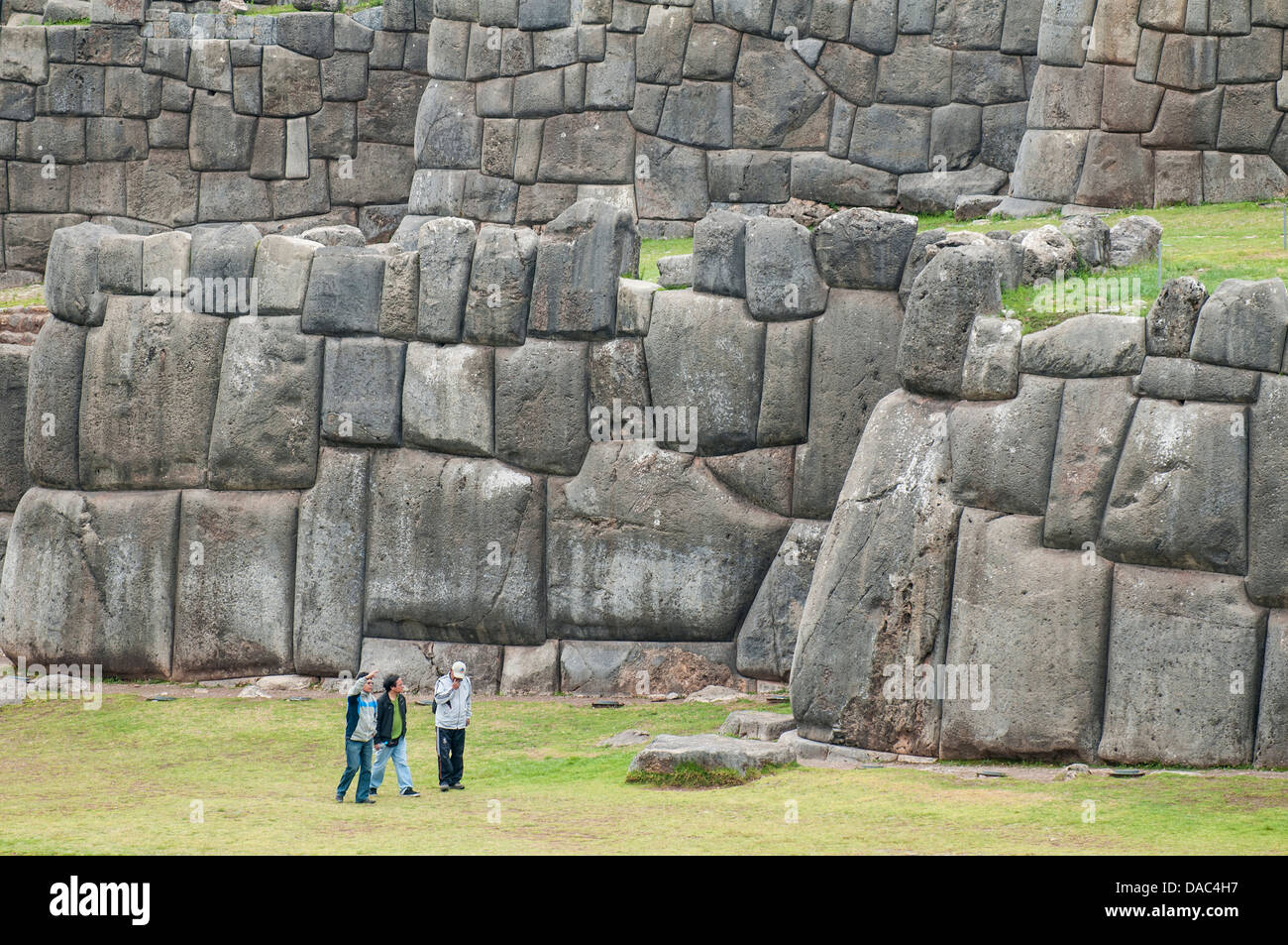 Ancient ruins of Saqsaywaman, Sacsayhuaman former capital of the Inca Incan Empire and UNESCO World Heritage Site, Cusco, Peru. Stock Photo