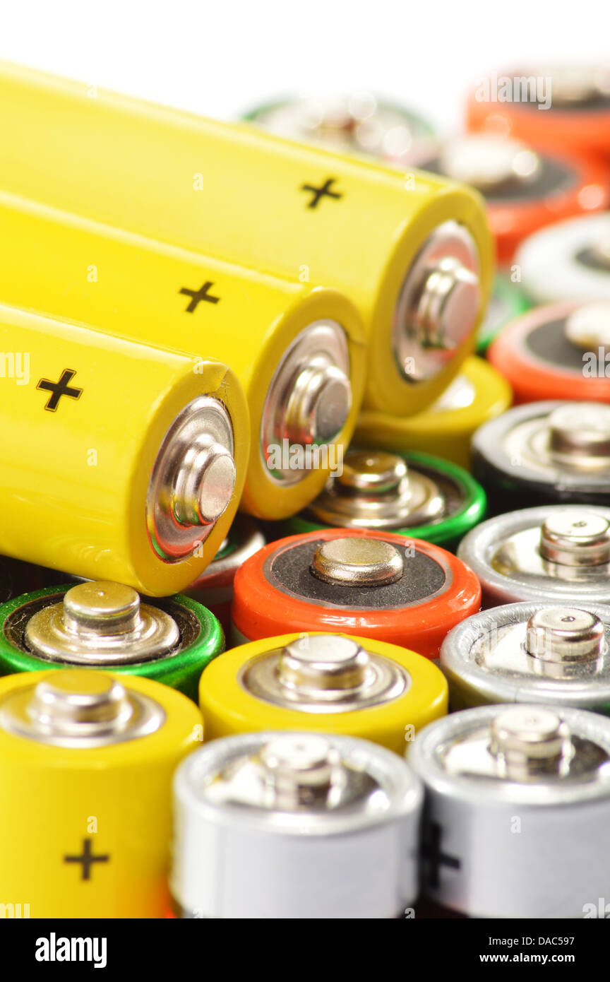 Composition with alkaline batteries Stock Photo Alamy