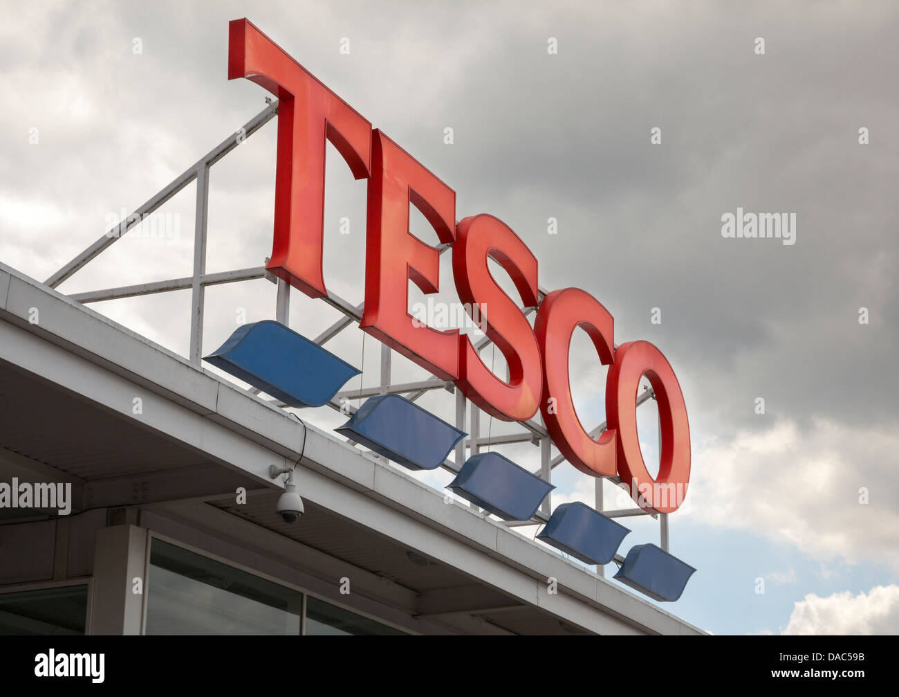 Tesco sign in Alfreton, Derbyshire, England Stock Photo