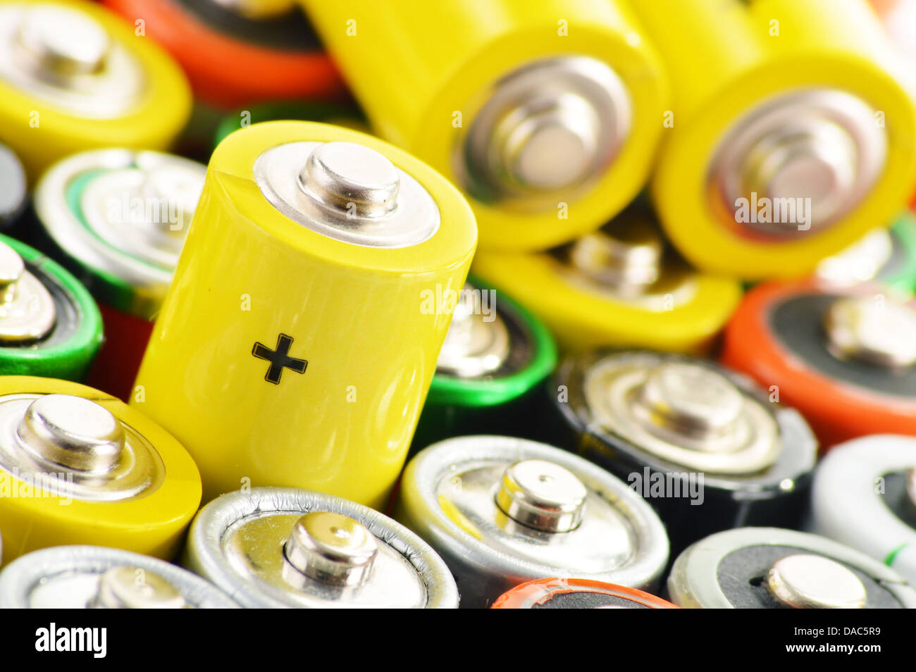 Composition with alkaline batteries Stock Photo Alamy