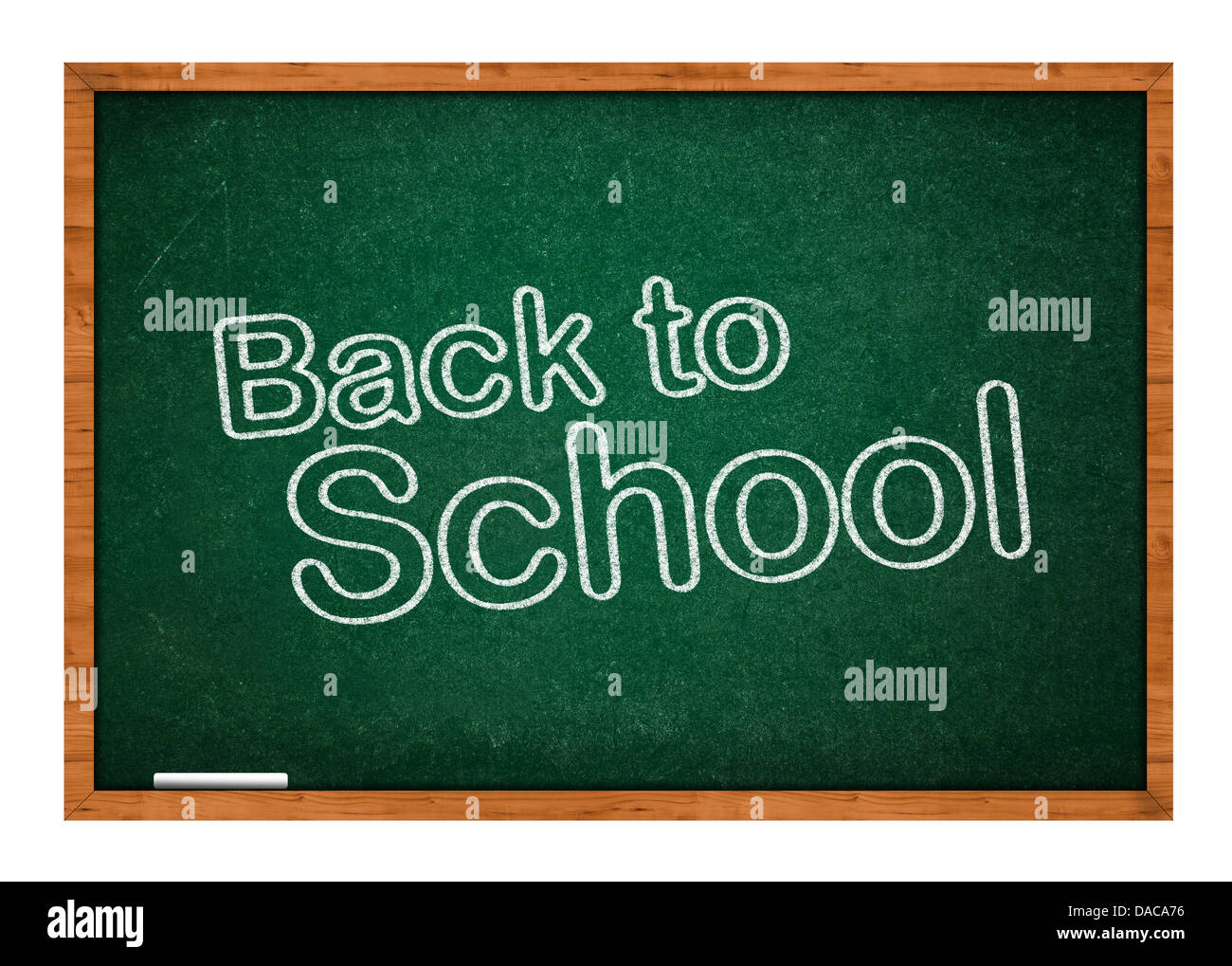 back to school on a green classroom chalkboard. Stock Photo