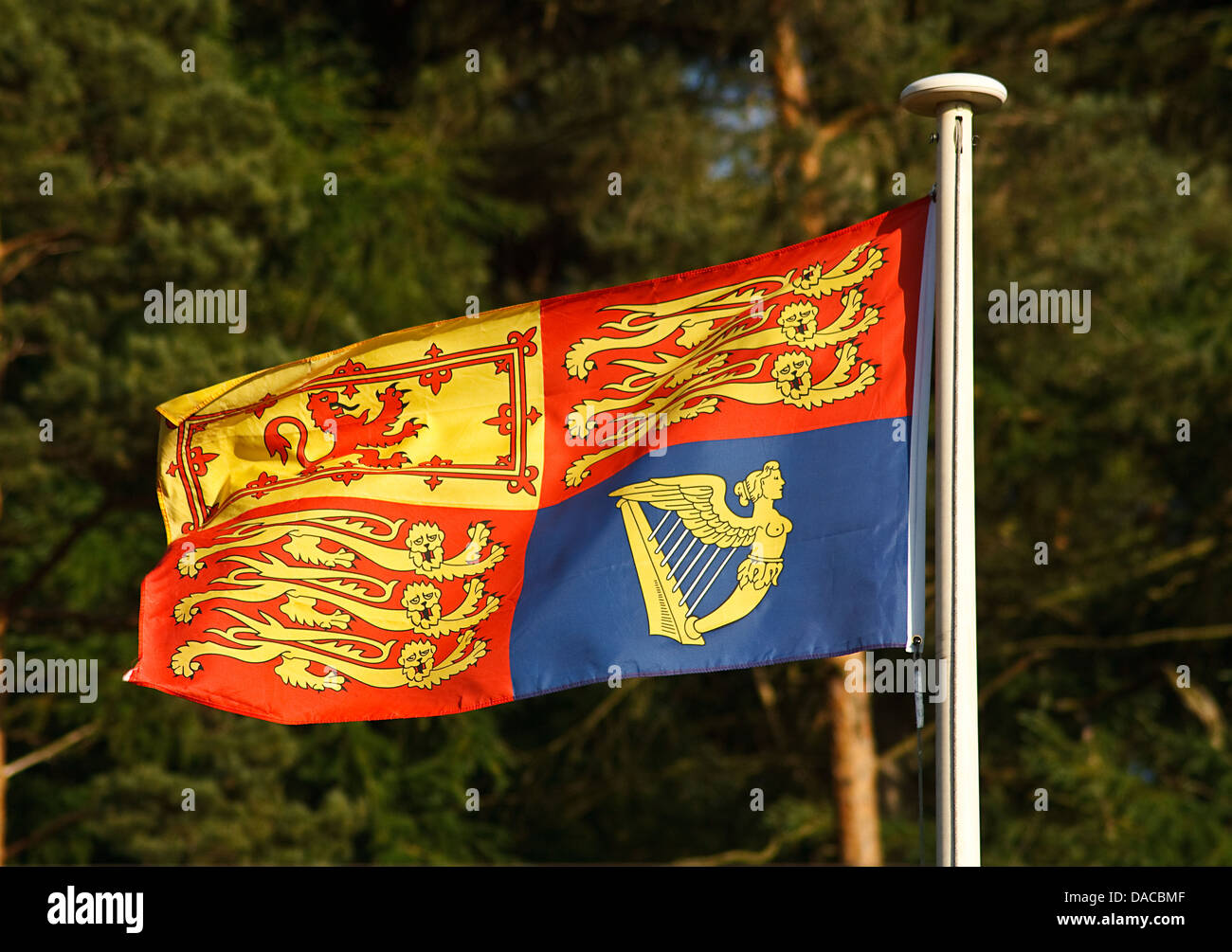 the royal standard flag waving and rippling in the wind Stock Photo