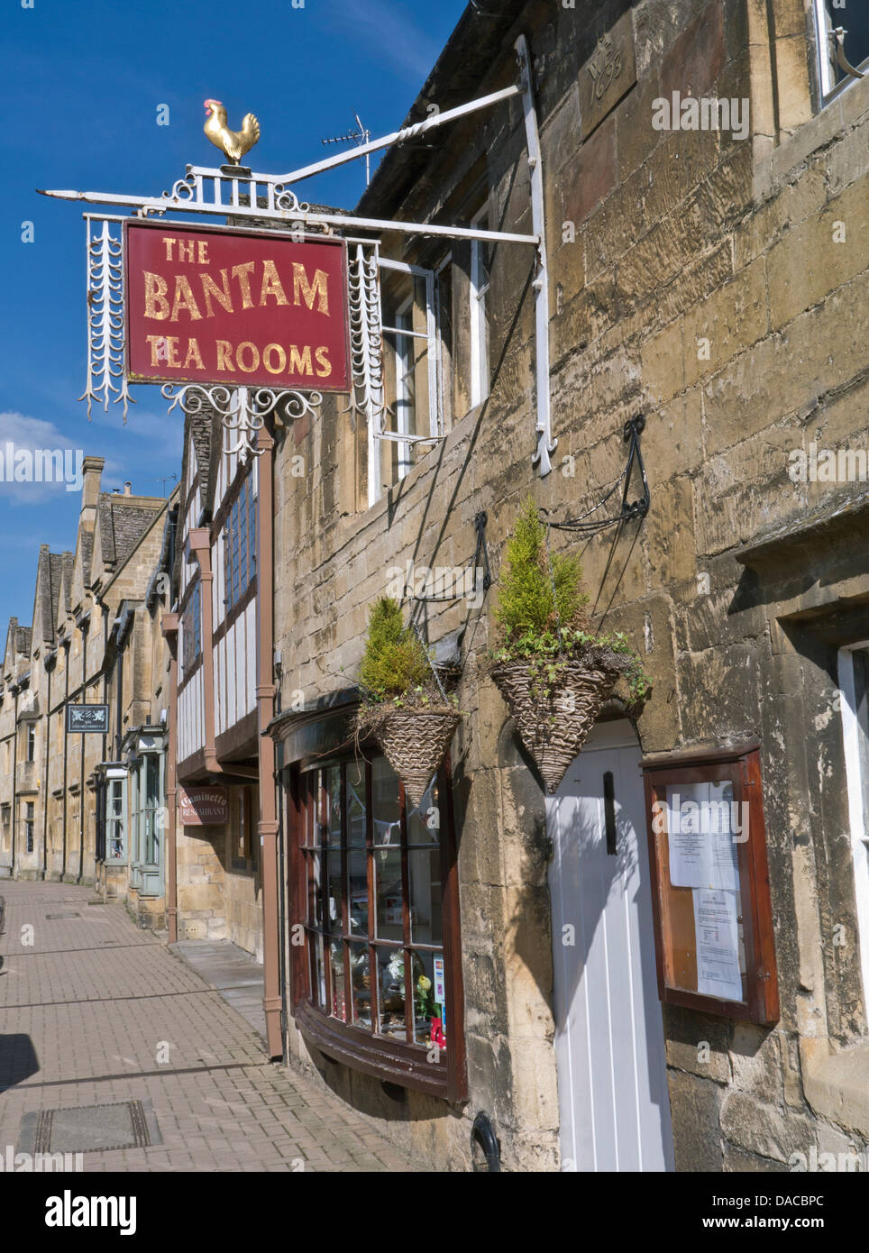 The Bantam tea rooms sign cafe Chipping Campden High Street Cotswolds UK Stock Photo