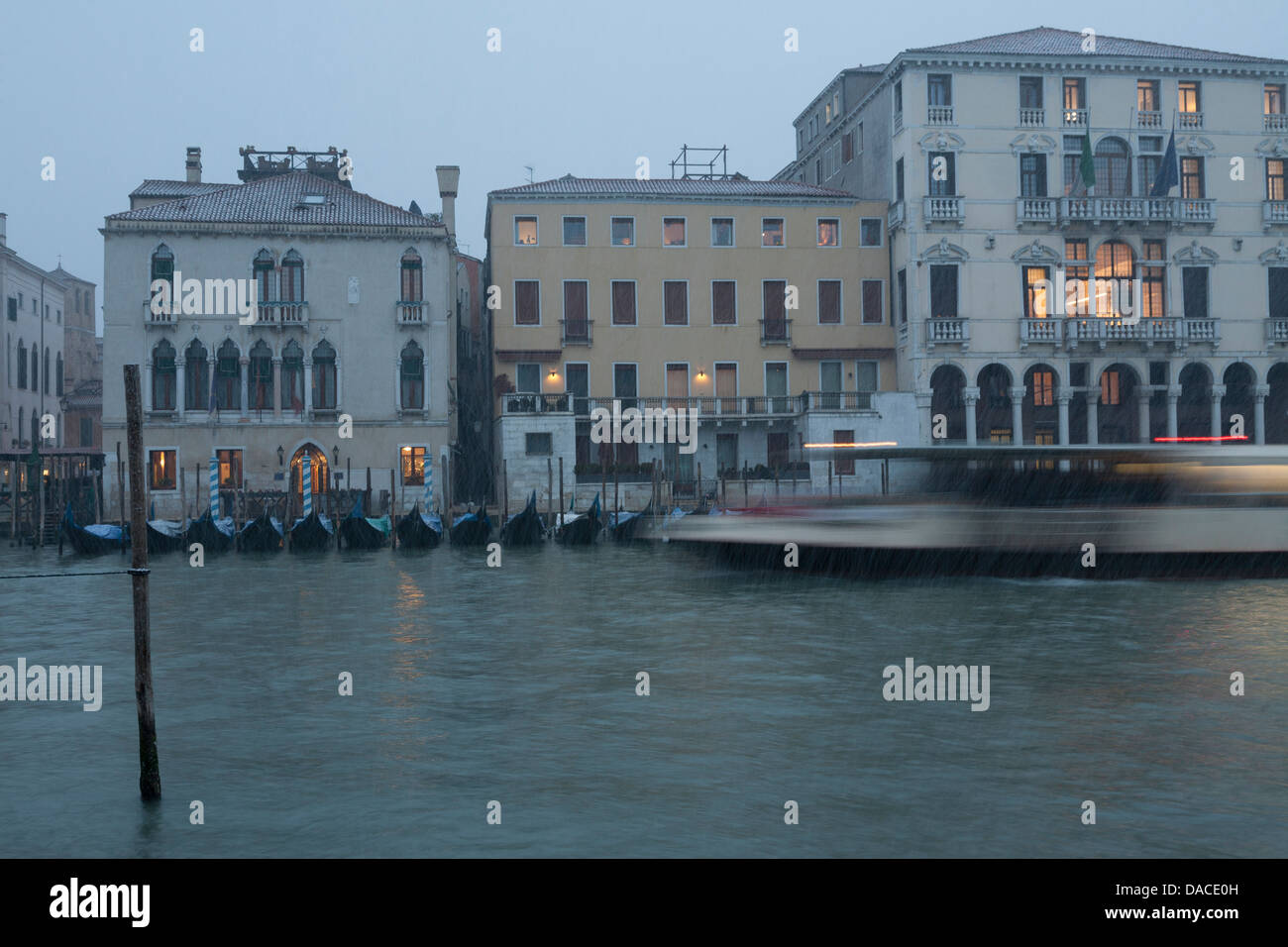 Heavy snowing, Canale Grande, Venice, Italy Stock Photo