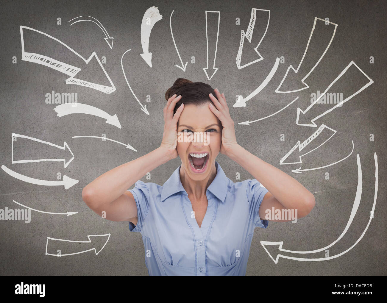 Sophisticated businesswoman screaming Stock Photo