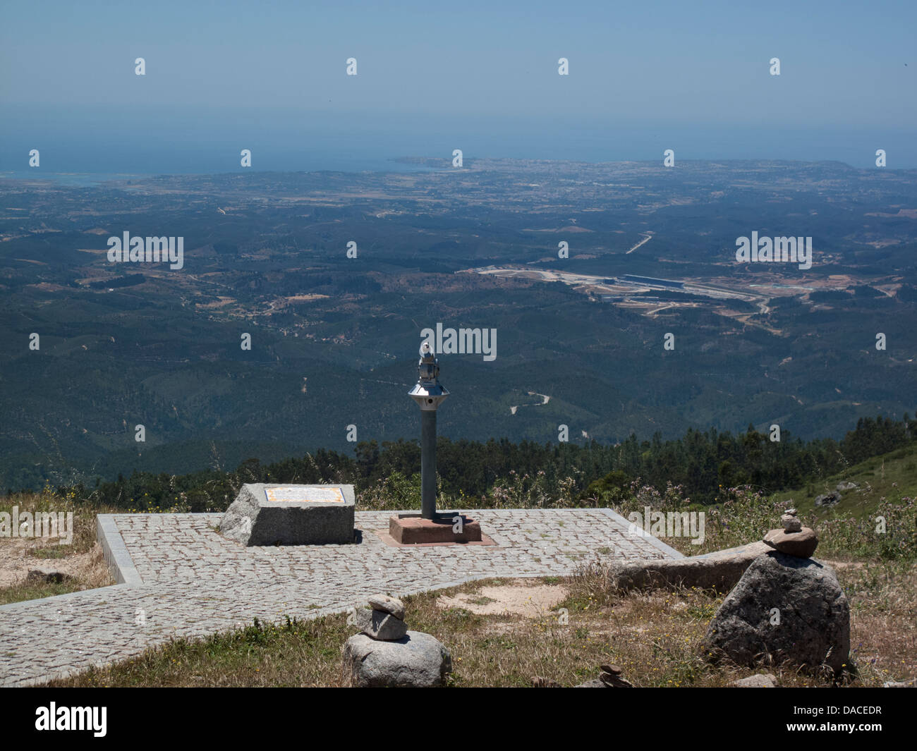 Hilltop viewpoint from the Monchique range in the Algarve, Portugal looking towards the Atlantic coast Stock Photo