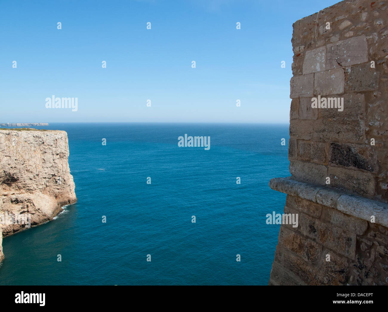 Sea cliffs in the Algarve, Portugal at Cape St Vincent, Sagres Stock Photo