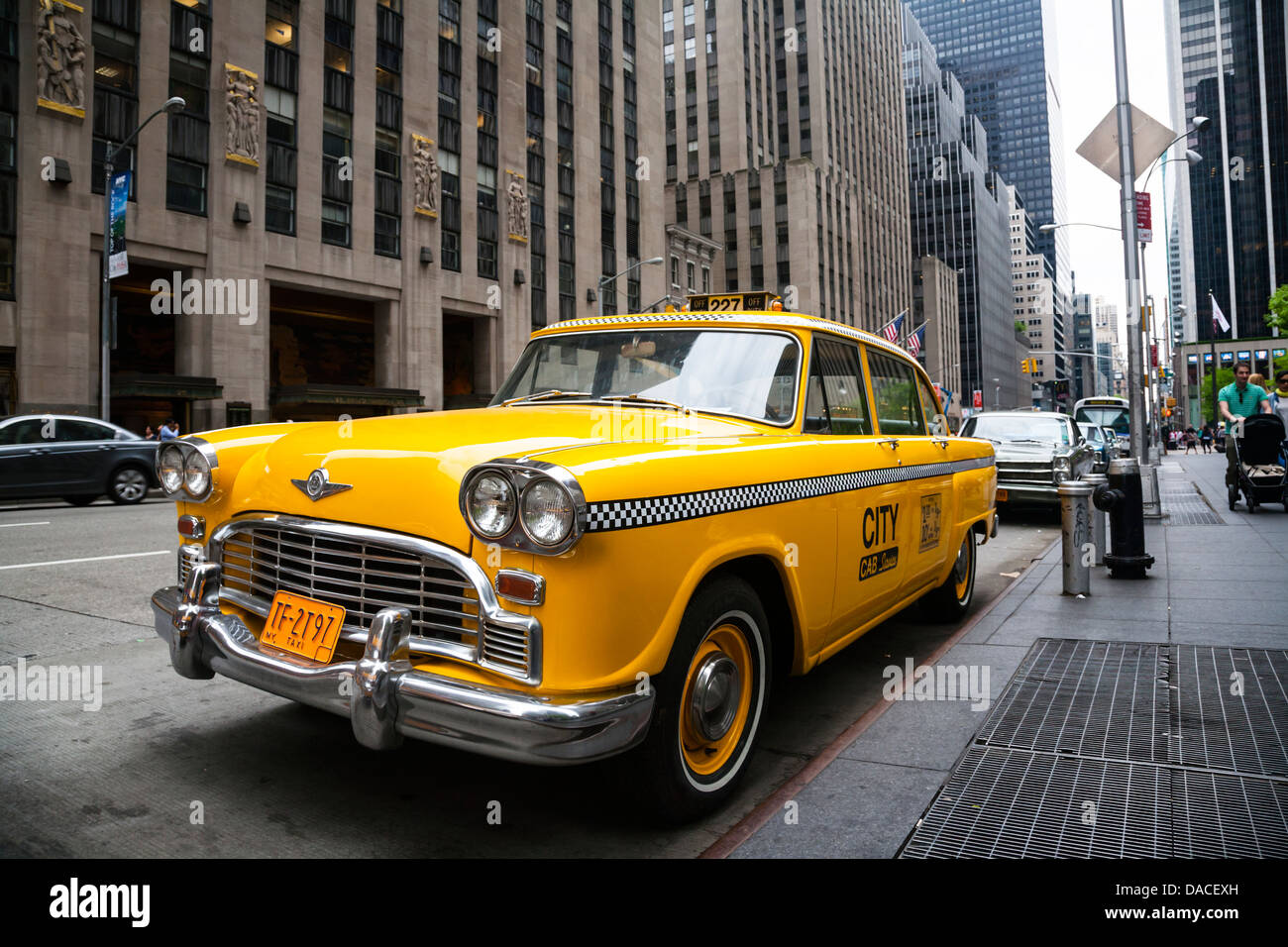 Vintage yellow New York taxi, NYC, USA. Stock Photo