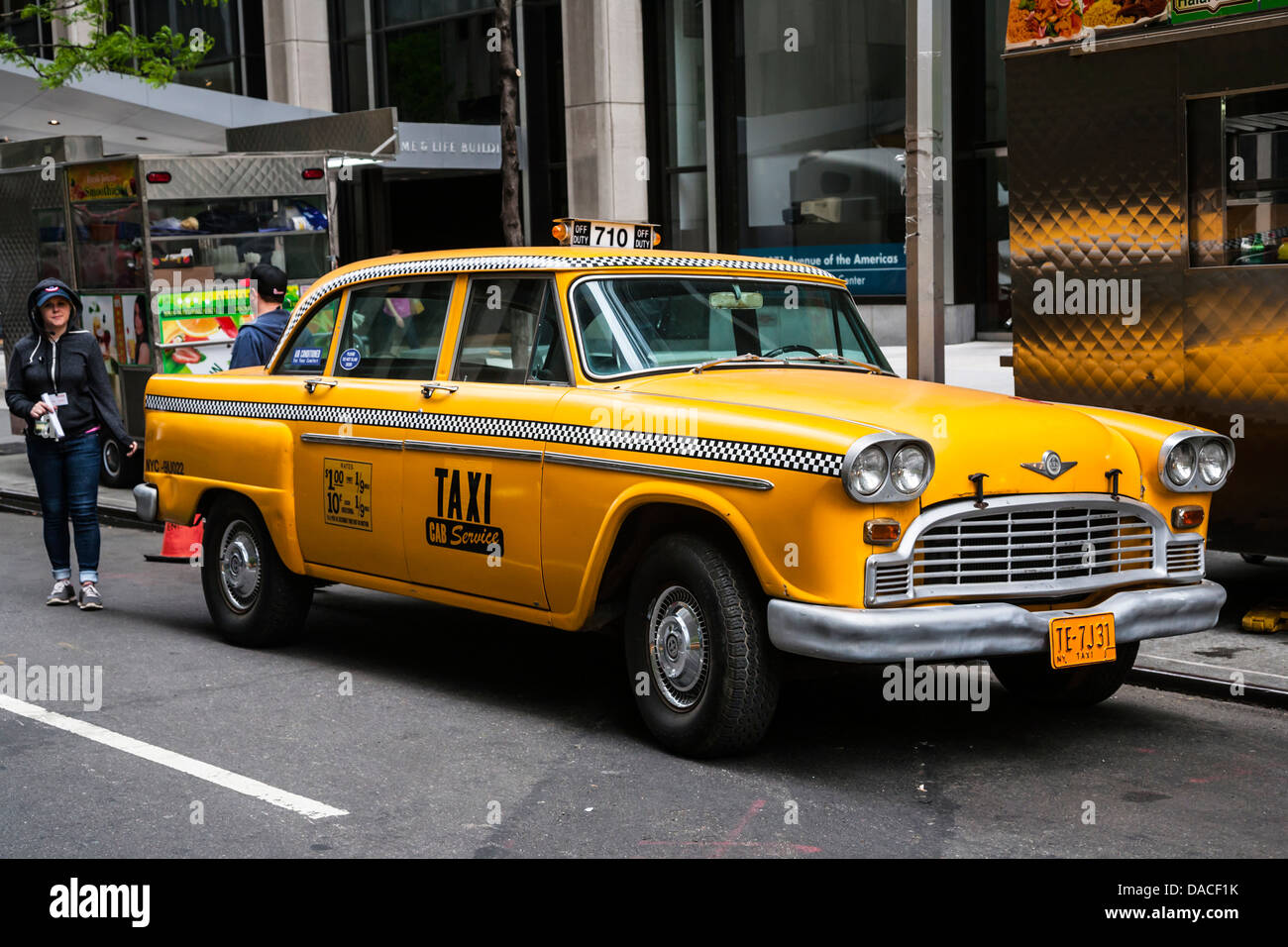 Vintage yellow New York taxi, NYC, USA. Stock Photo