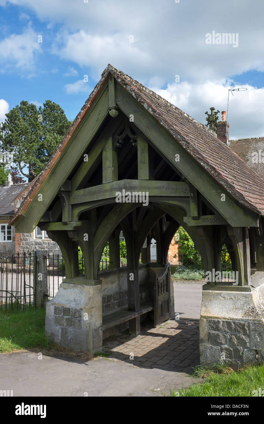 Memorial Lych Gate to Hannah Price by Husband Richard Edmonds Price 1899 at St James Church Avebury Stock Photo